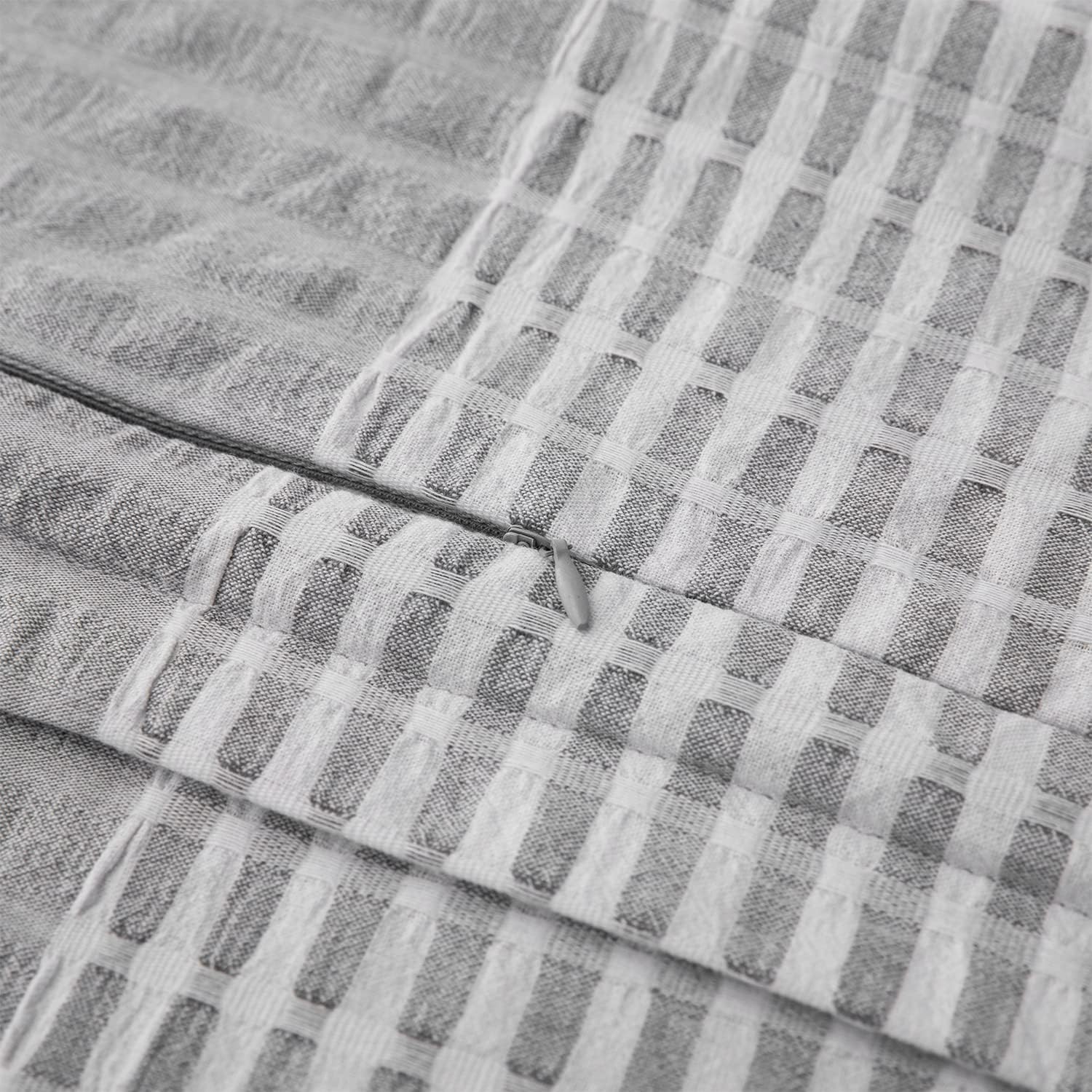 HiEnd Accents 3-Piece Duvet Cover Set Lane Gray White Stripe Seersucker