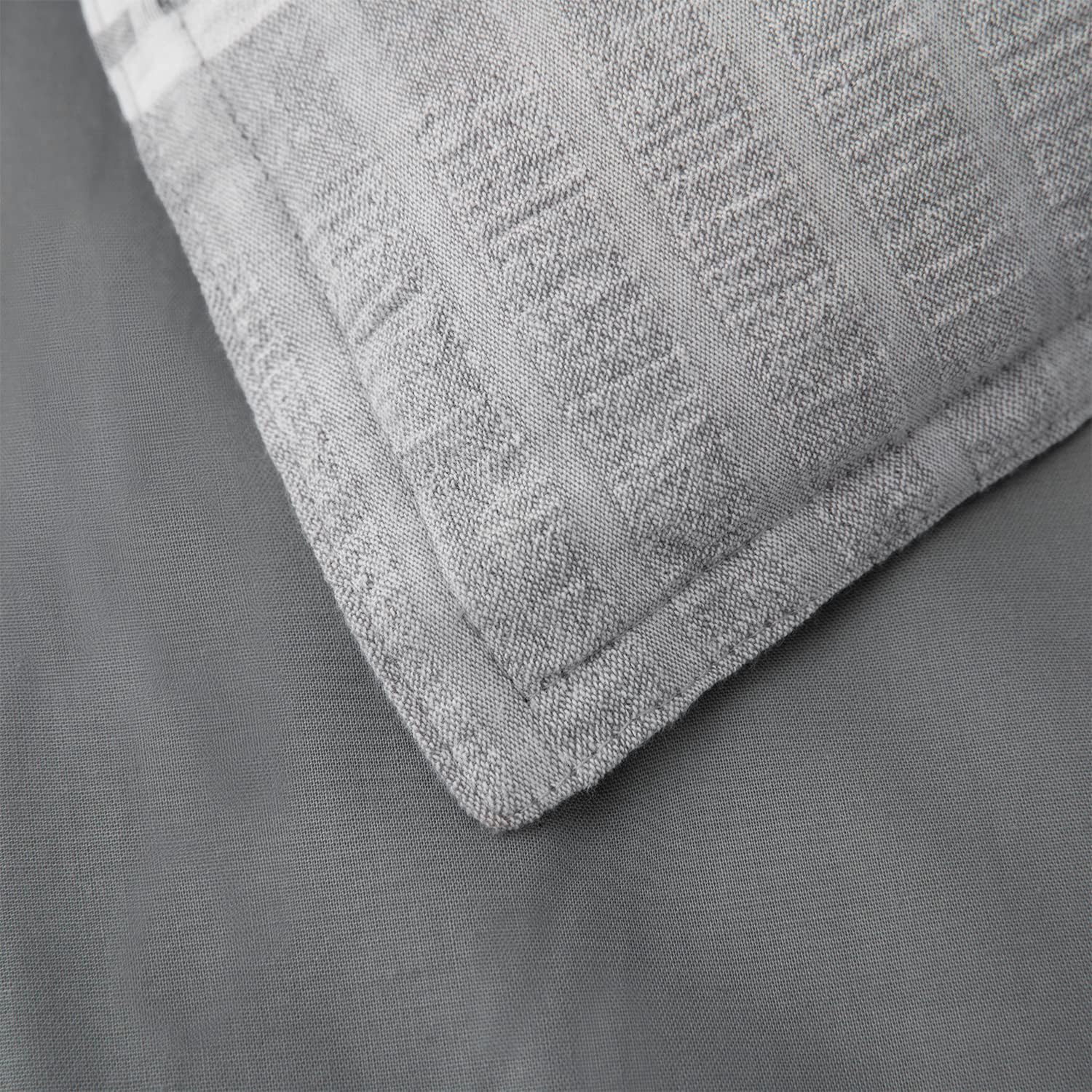 HiEnd Accents 3-Piece Duvet Cover Set Lane Gray White Stripe Seersucker