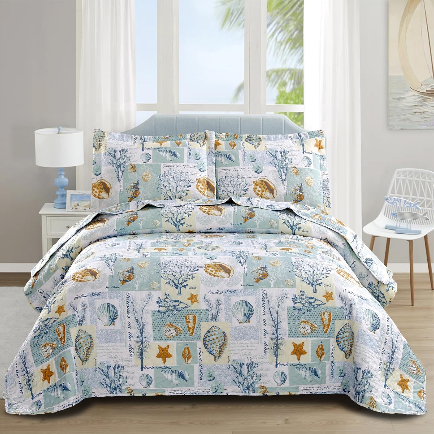 Junsey Ocean Beach Theme Quilt Set Twin Size