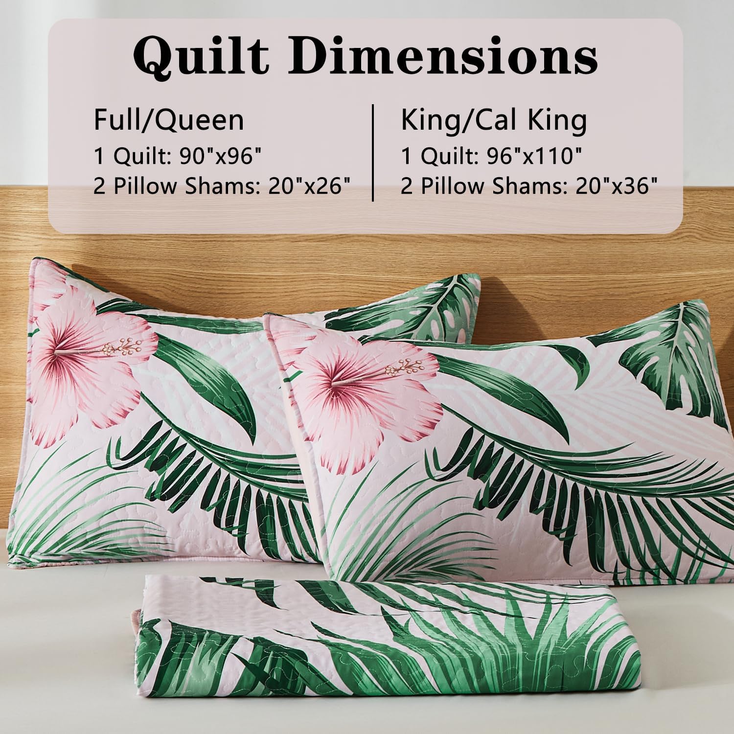 Yogeneg King Quilt Bedding Set with Floral Pattern