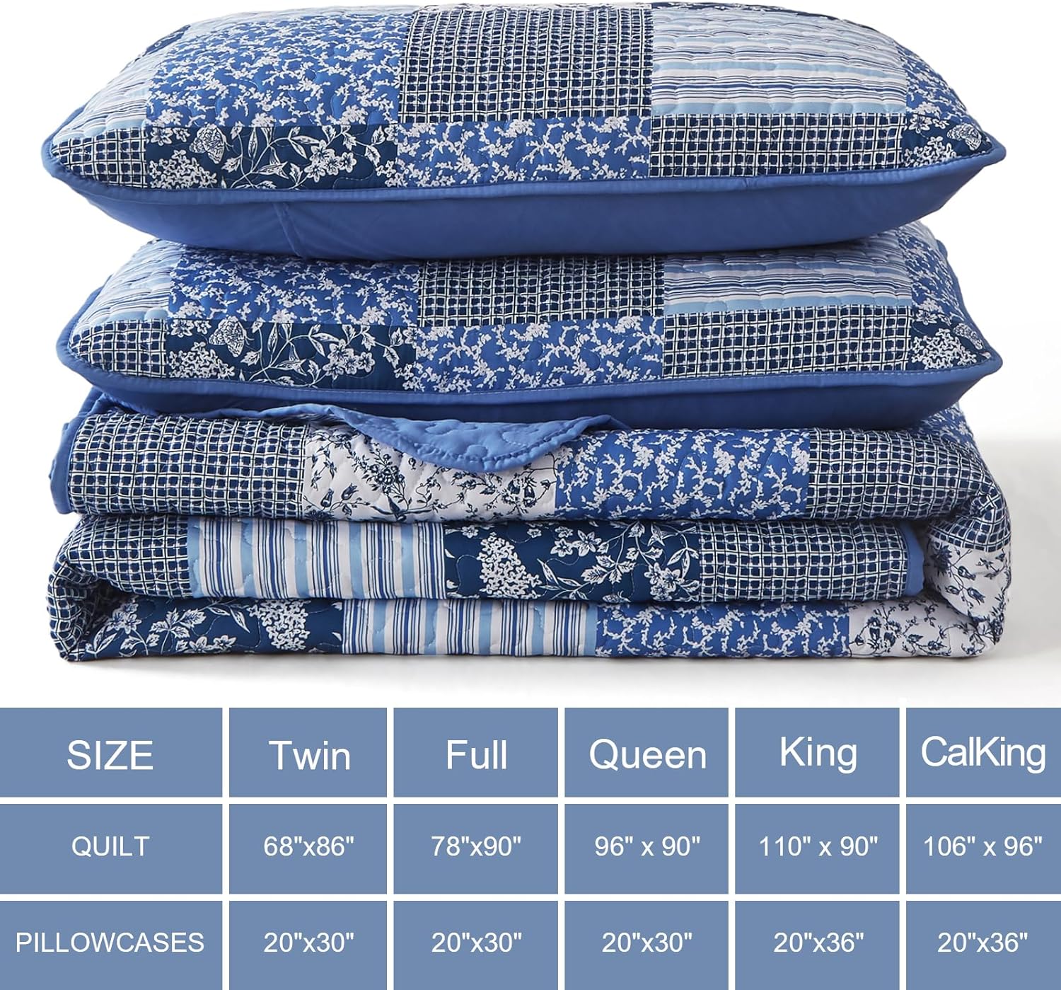 Mybedsoul Blue Plaid Quilt Set Twin Size 2 Pieces
