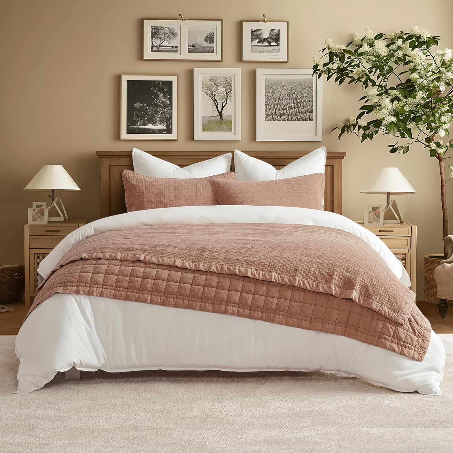 EVERGRACEHOME Stonewashed Cotton Quilt Set Queen Size