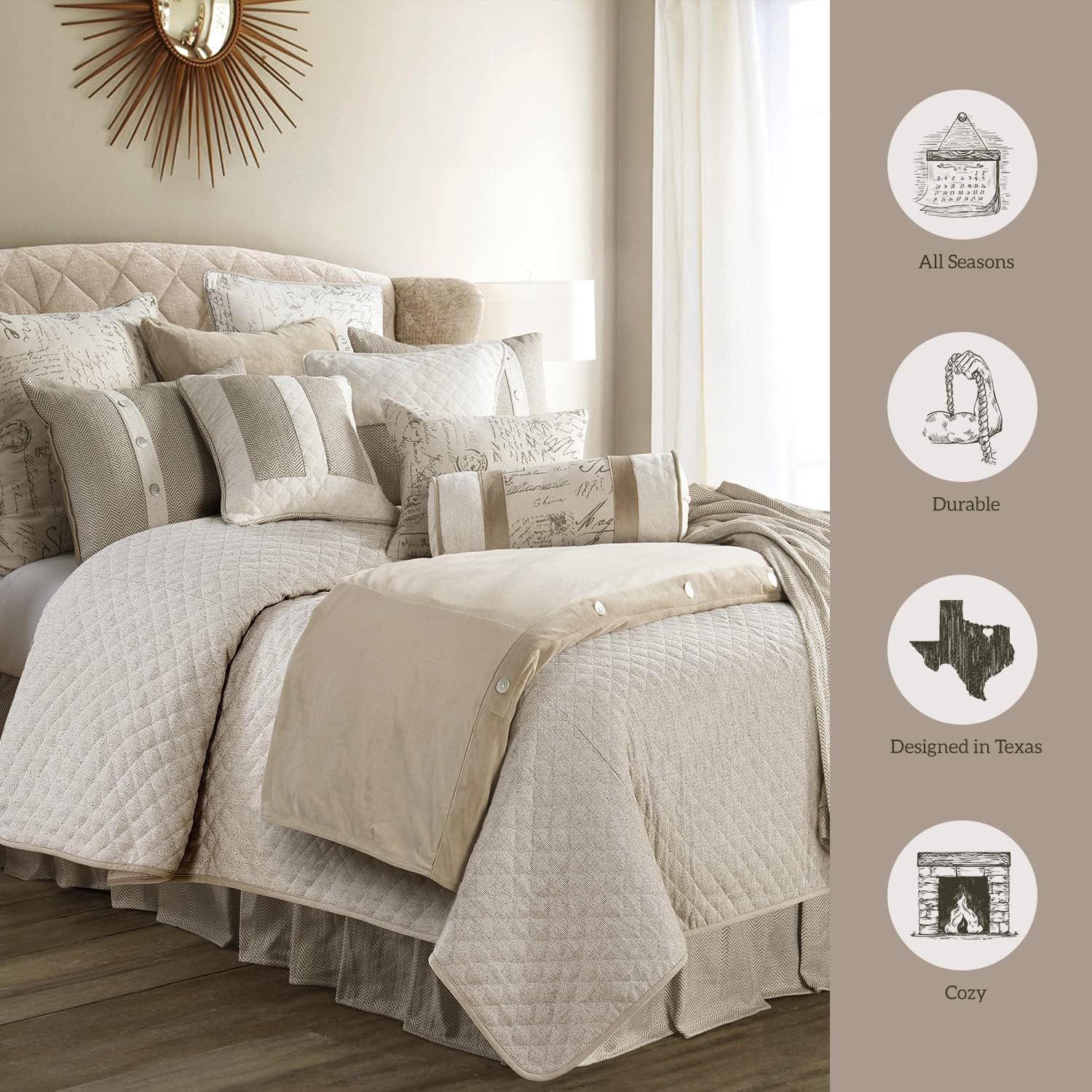 HiEnd Accents Fairfield Linen 4 Piece Coverlet Set