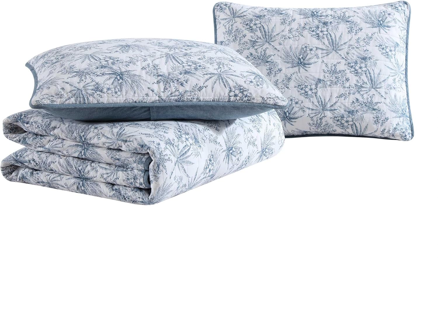 Tommy Bahama King Quilt Set with Shams - Reversible Cotton Bedding