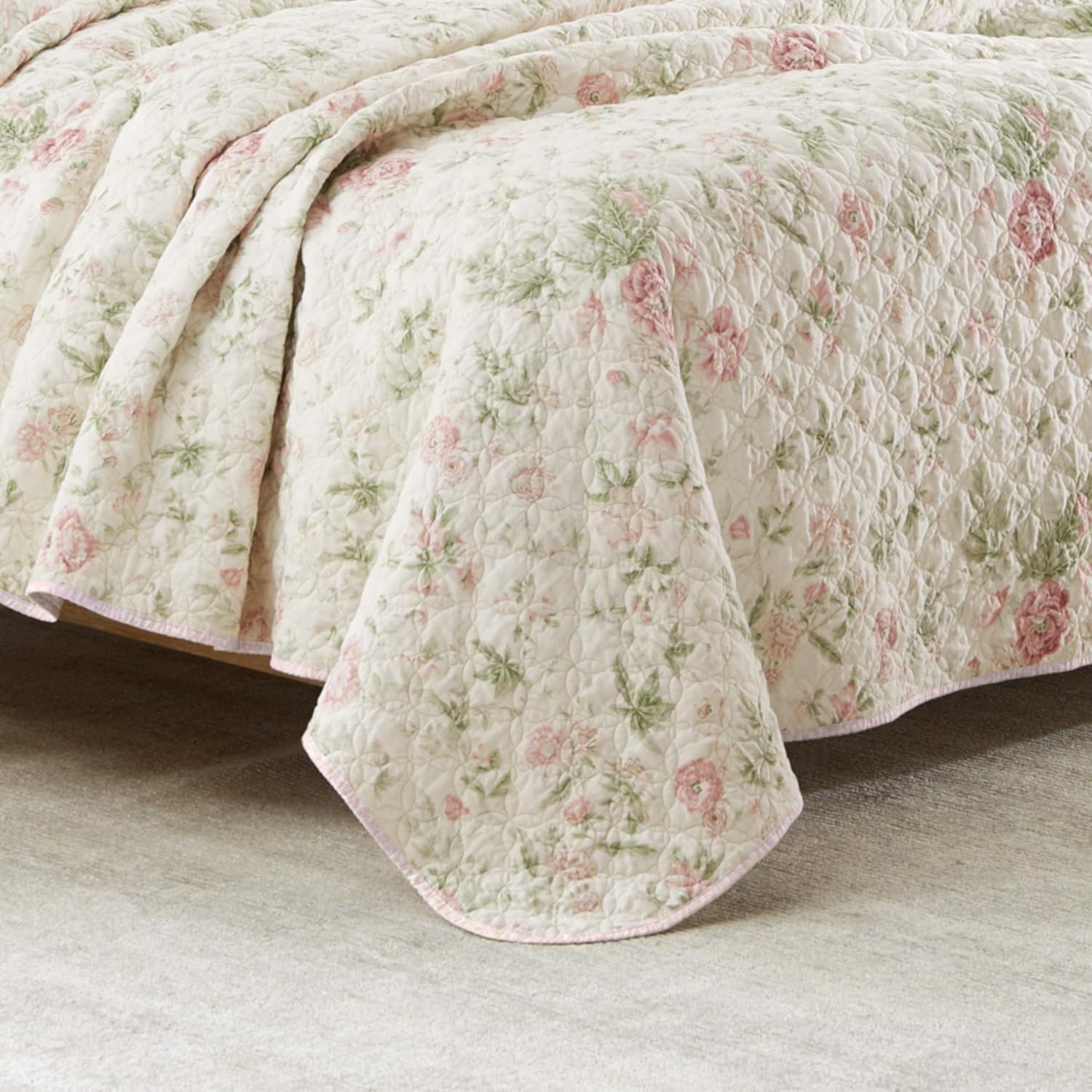 Laura Ashley Twin Quilt Set Reversible Cotton Bedding with Matching Sham 1
