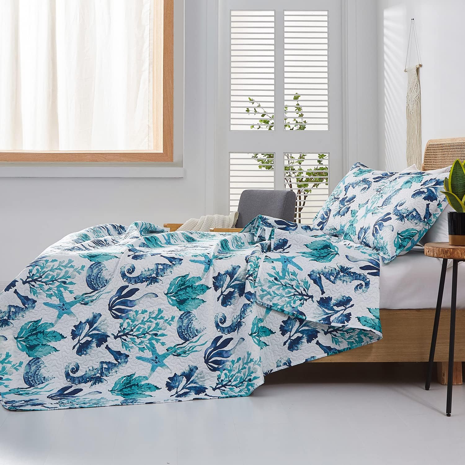 Jarson 3 Pcs Summer Coastal Quilt Set Twin Size