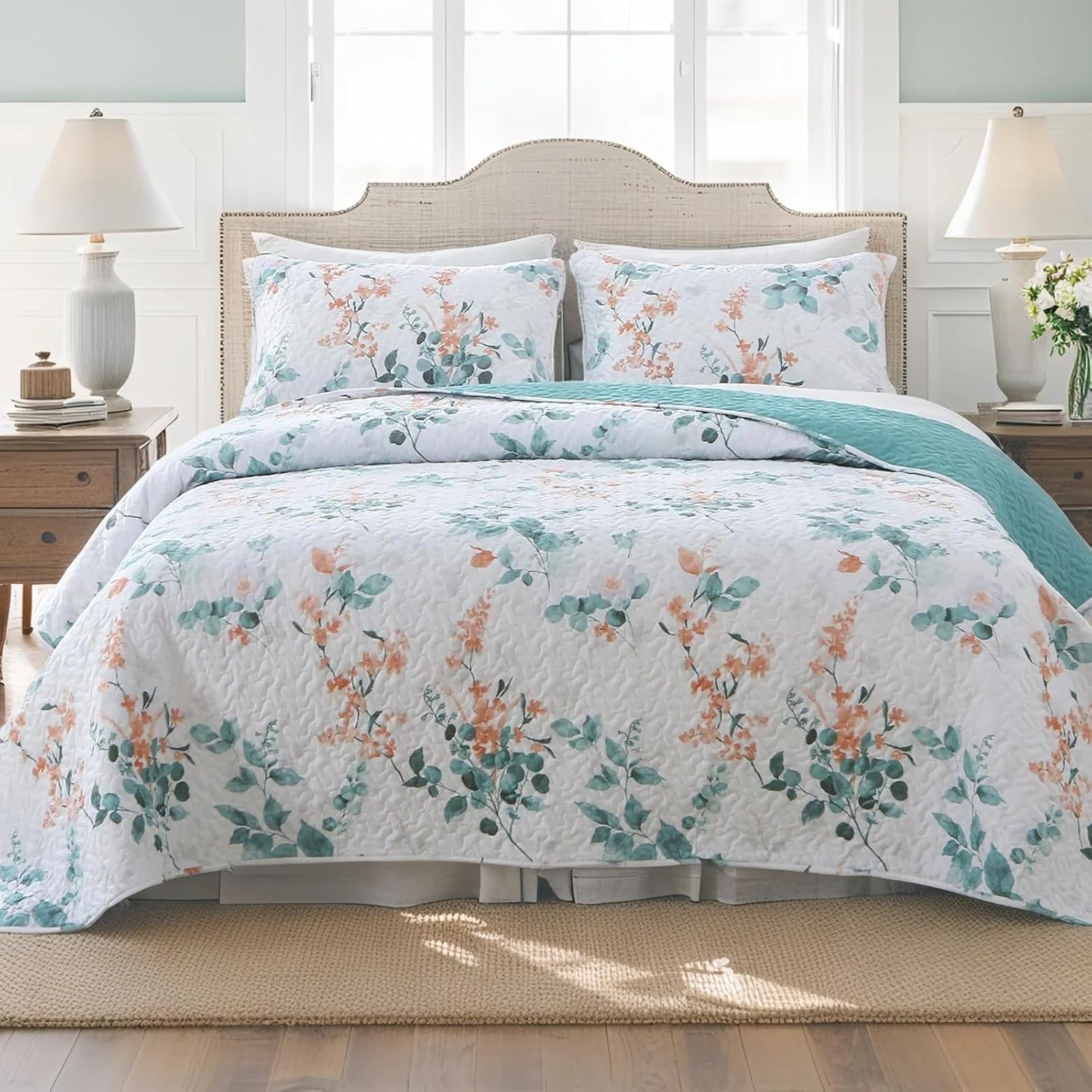 Heymybed Botanical Queen Quilt Set with 3 Pieces 1