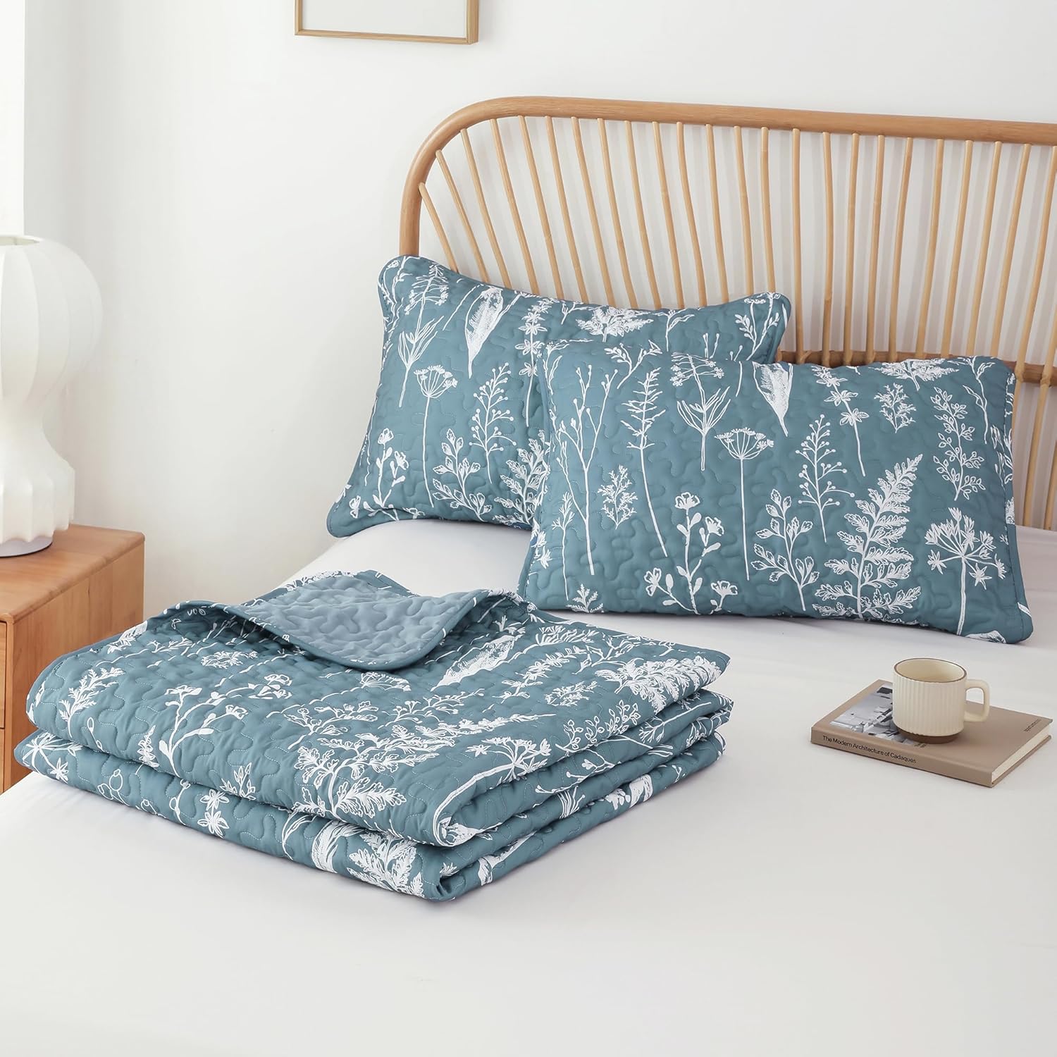 JANZAA King Size Quilt Set with Floral Pattern