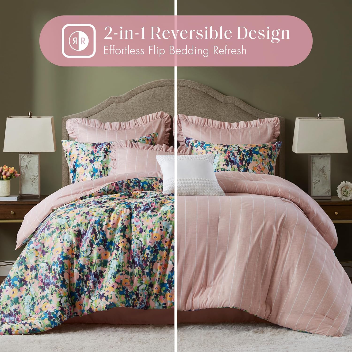 Madison Park Floral Reversible Comforter Set King Size