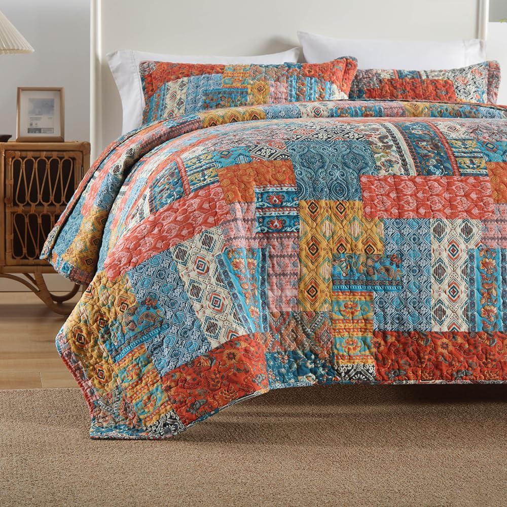 ENASAL Cotton Quilt Bedspread King Size Reversible