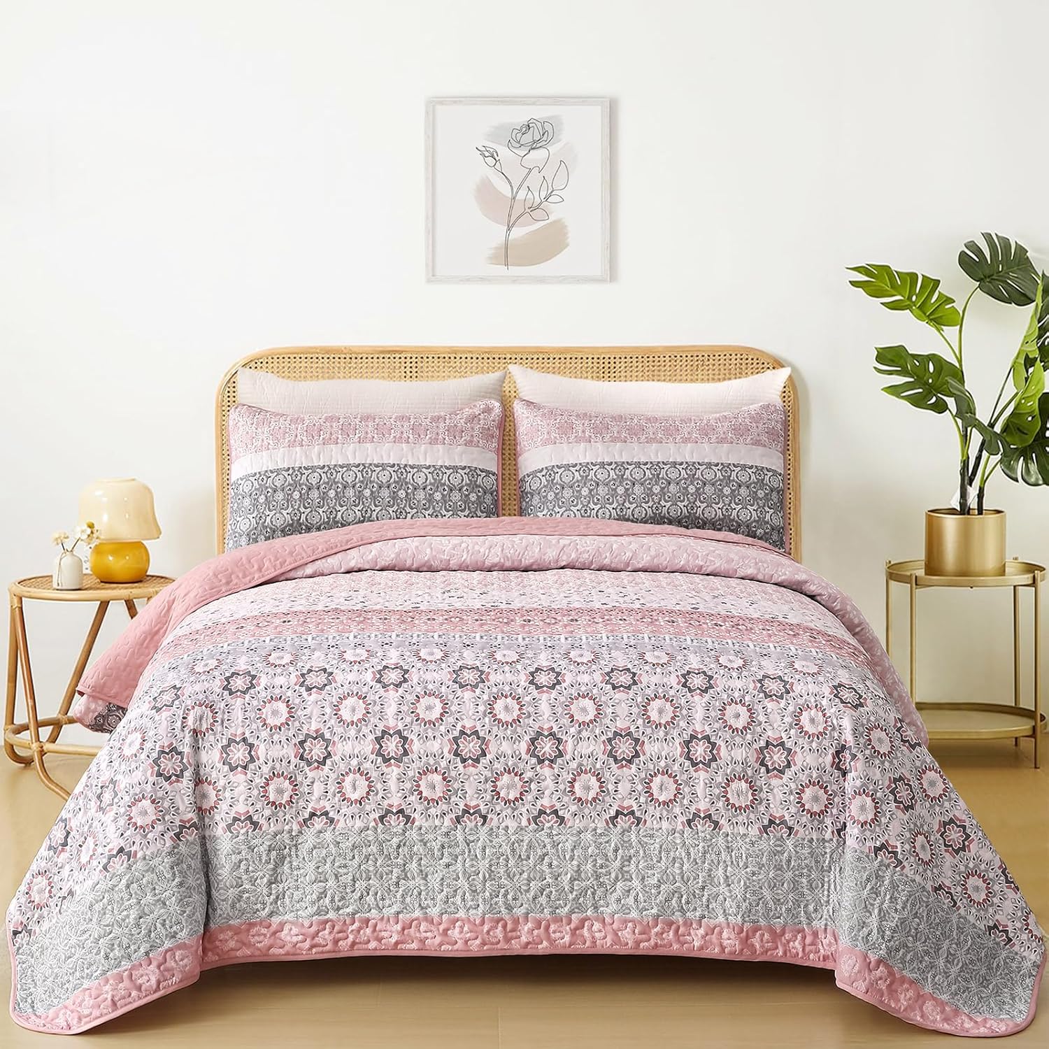 WONGS BEDDING Boho Quilt Set Queen