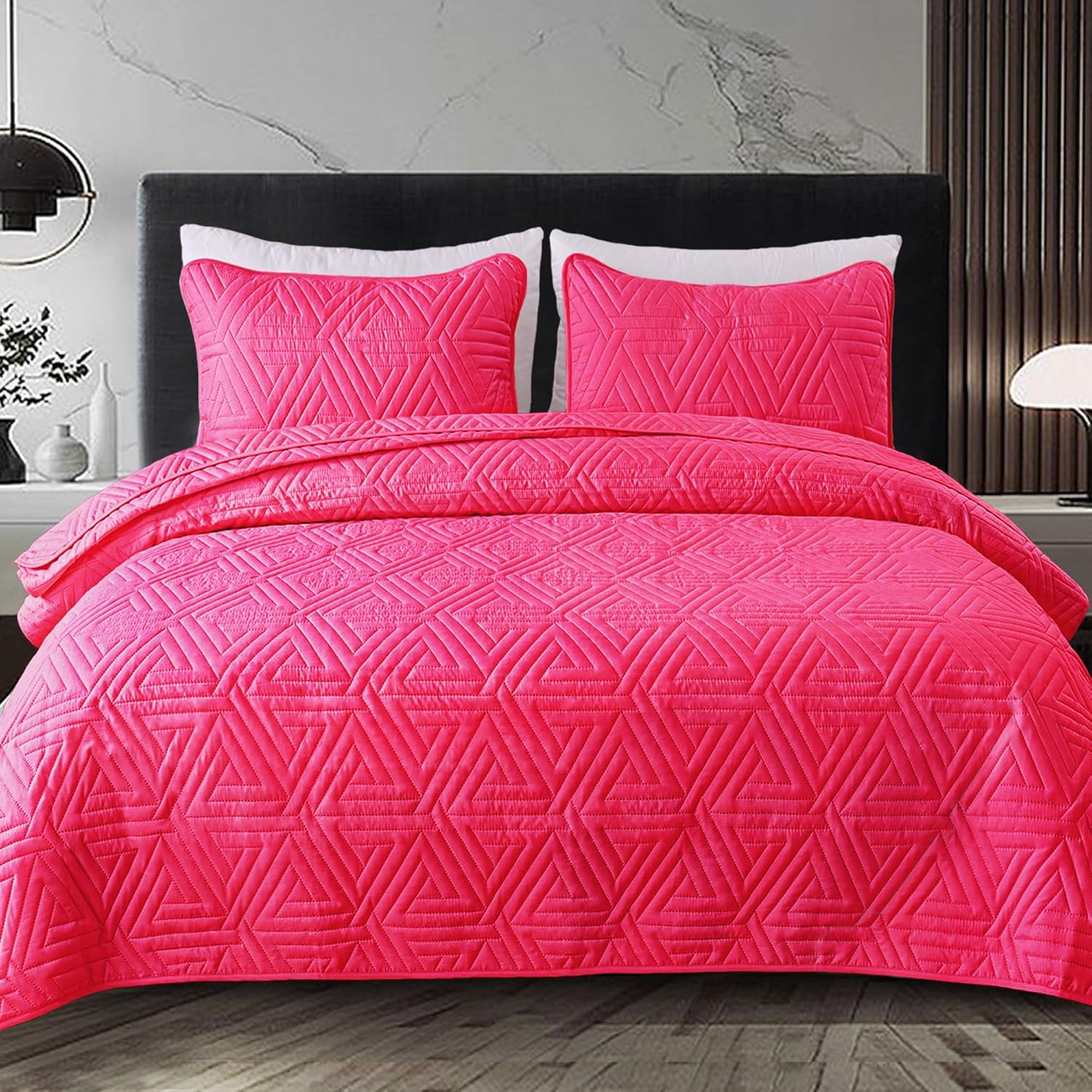 Whale Flotilla Hot Pink Soft Reversible Quilt Set 1