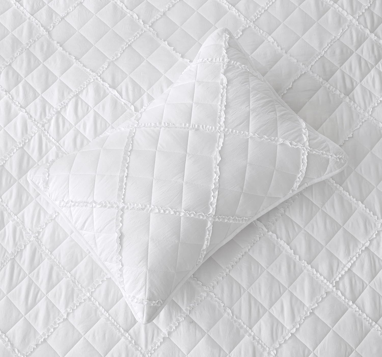 Chezmoi Annabelle 2-Piece White Quilt Set - Twin Size