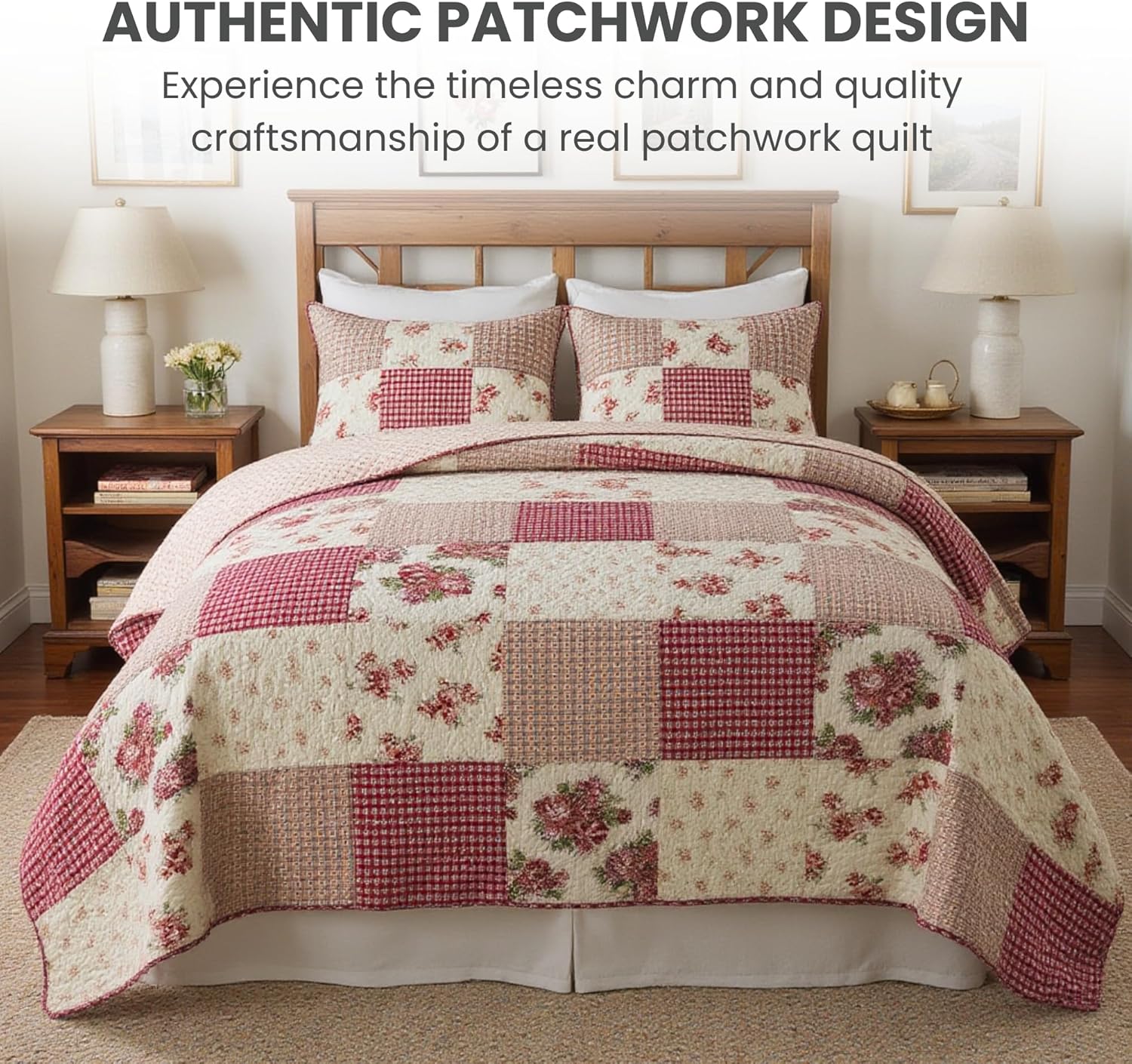 SLPR Country Roses Patchwork Quilt Set - Twin Size 1
