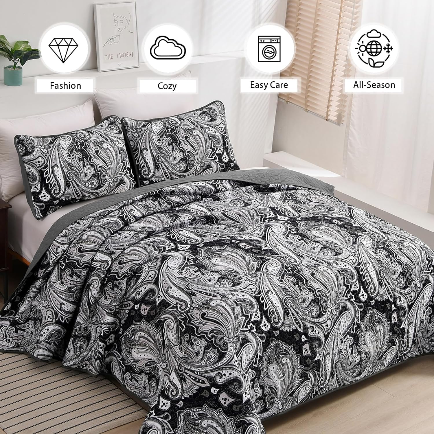 DJY Paisley Quilt Set King Size 3 Pieces