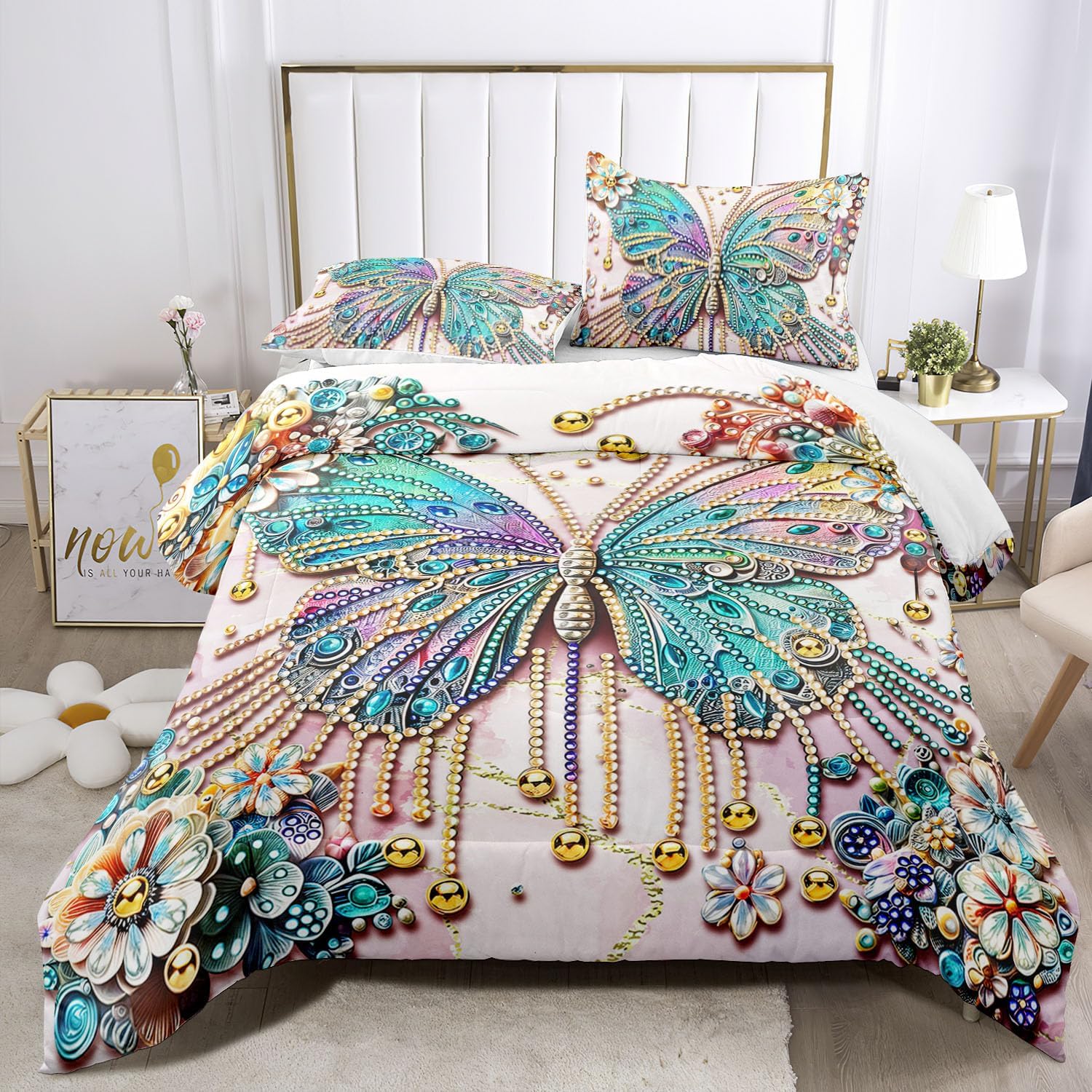 Raphus Cucullatus Butterfly Comforter Set King Pink