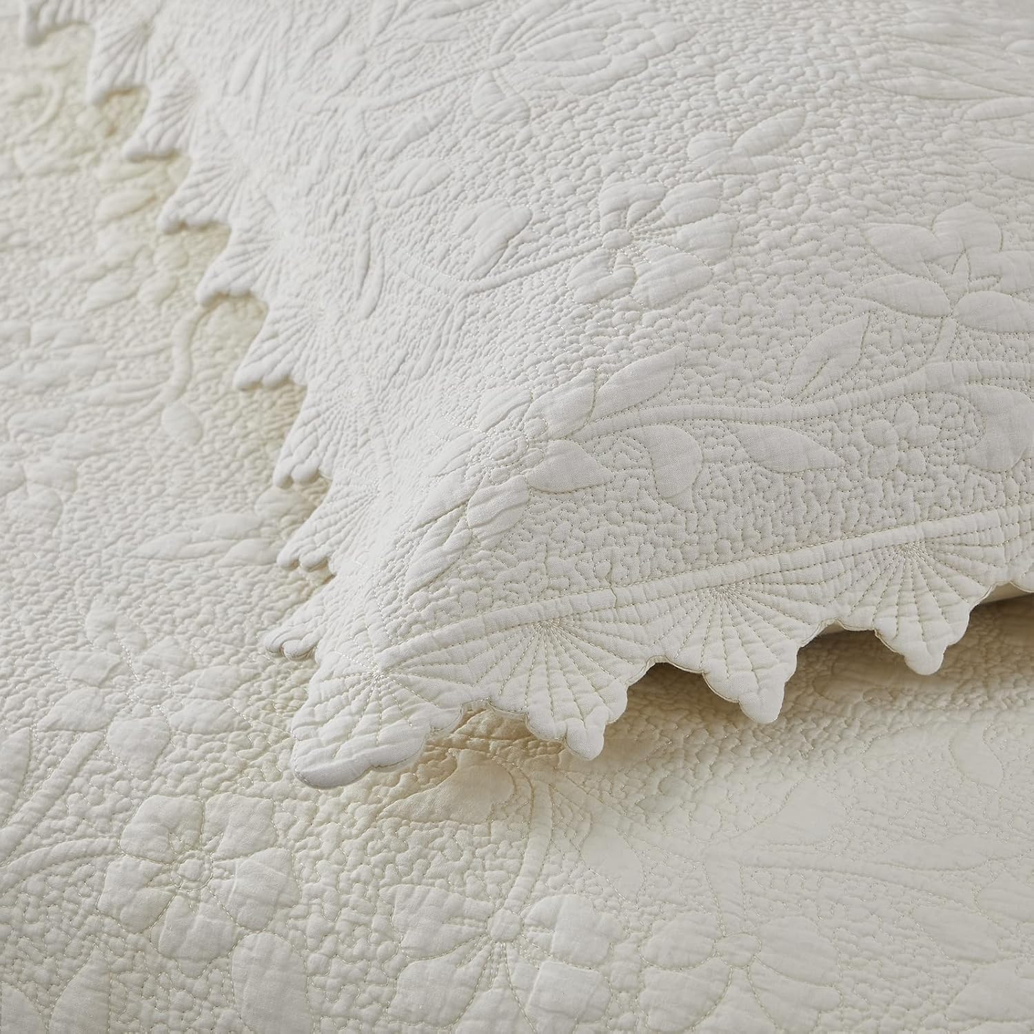 Brandream 4-Piece Cream White Quilt Set Twin Size