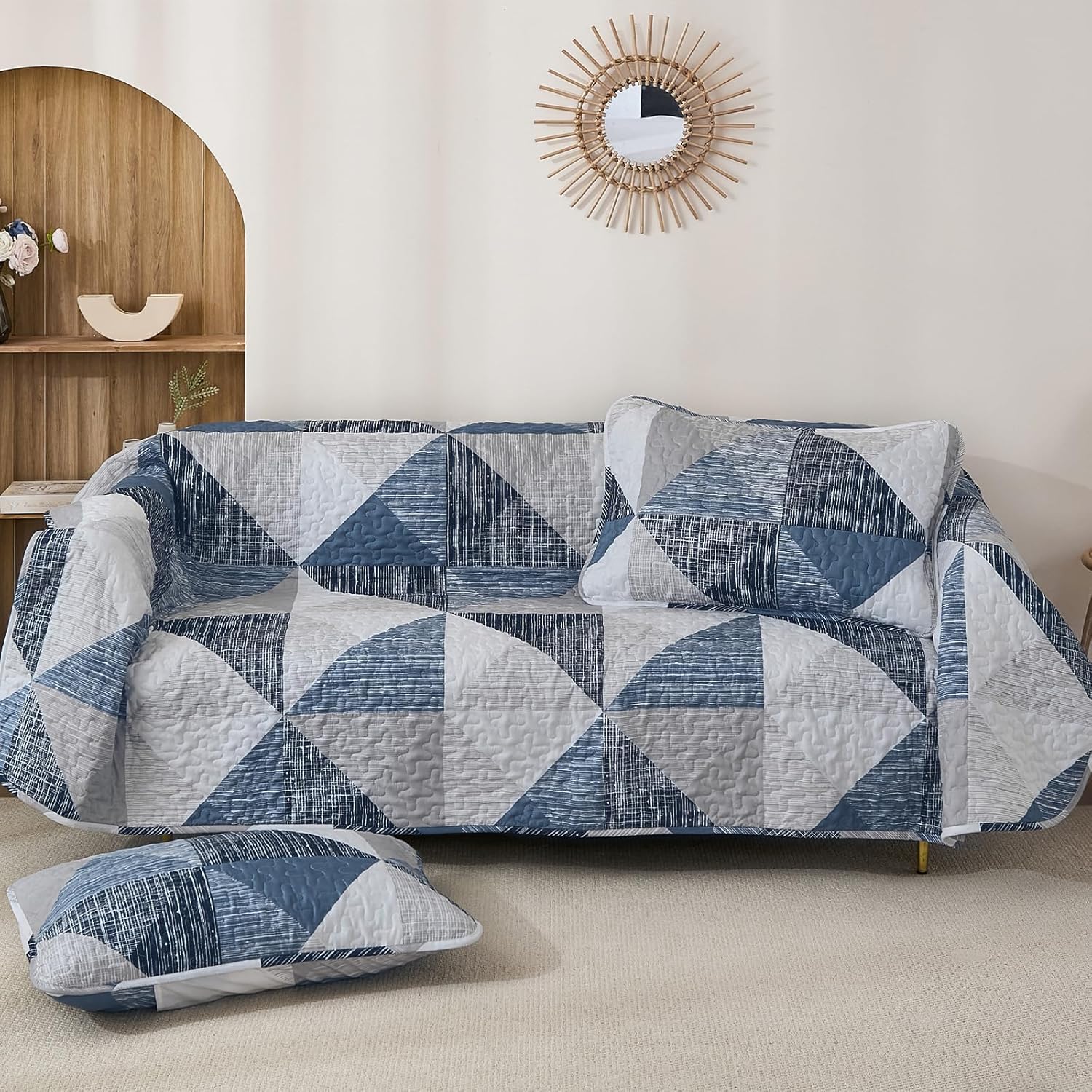 Dintszyayue 3 Piece Queen Quilt Set Blue