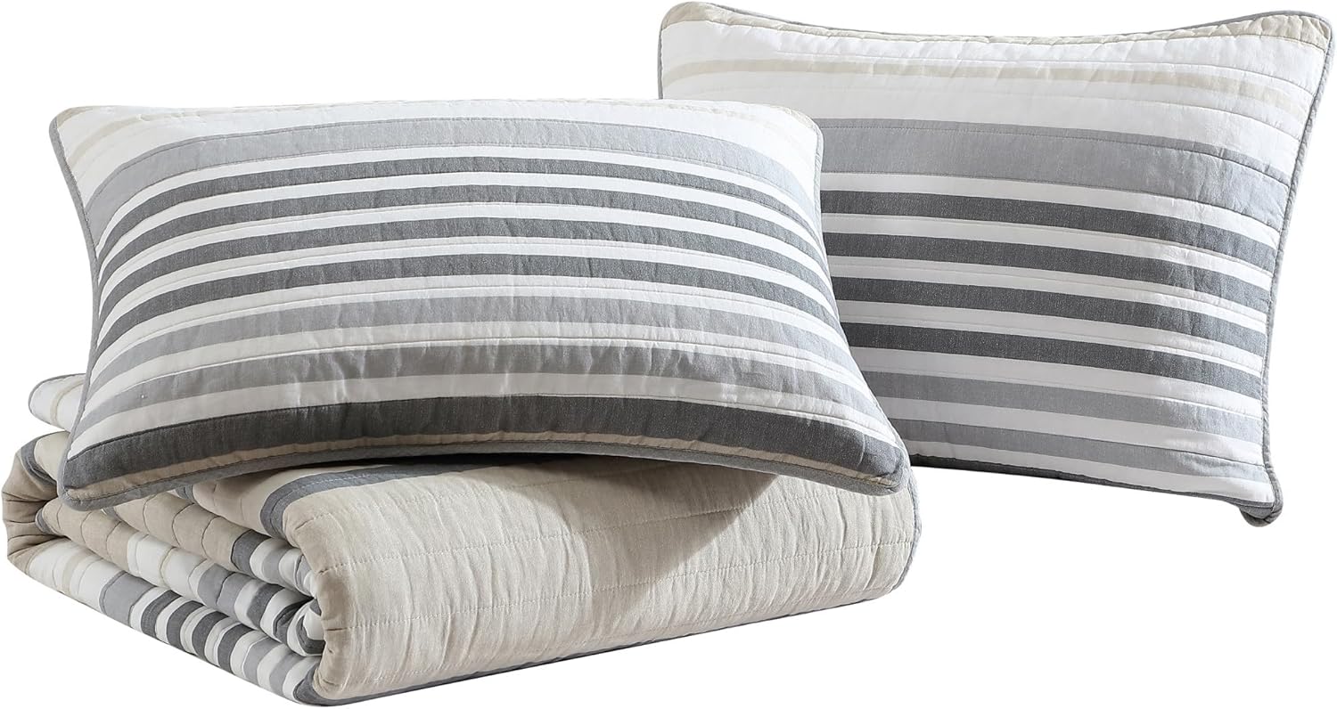 Nautica Twin Quilt Set Reversible Cotton Bedding with Matching Sham