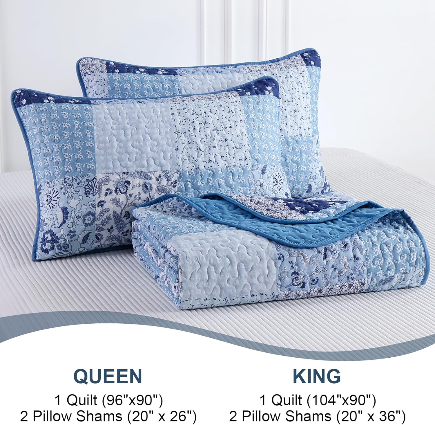 Menghomeus Boho Patchwork Quilt Set King Size