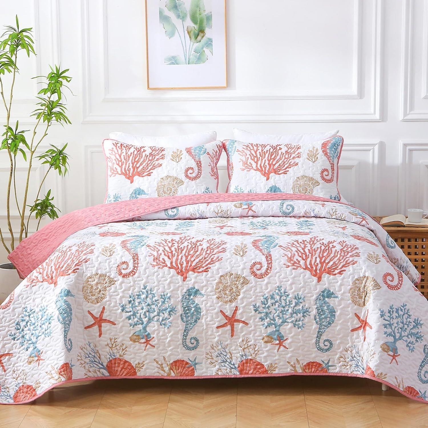 Heymybed Coastal Quilt Set Queen Size 3 Pieces
