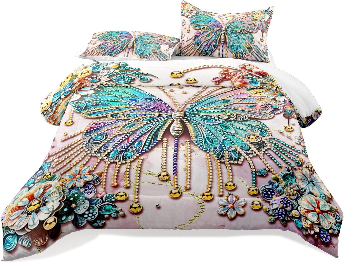 Raphus Cucullatus Butterfly Comforter Set King Pink