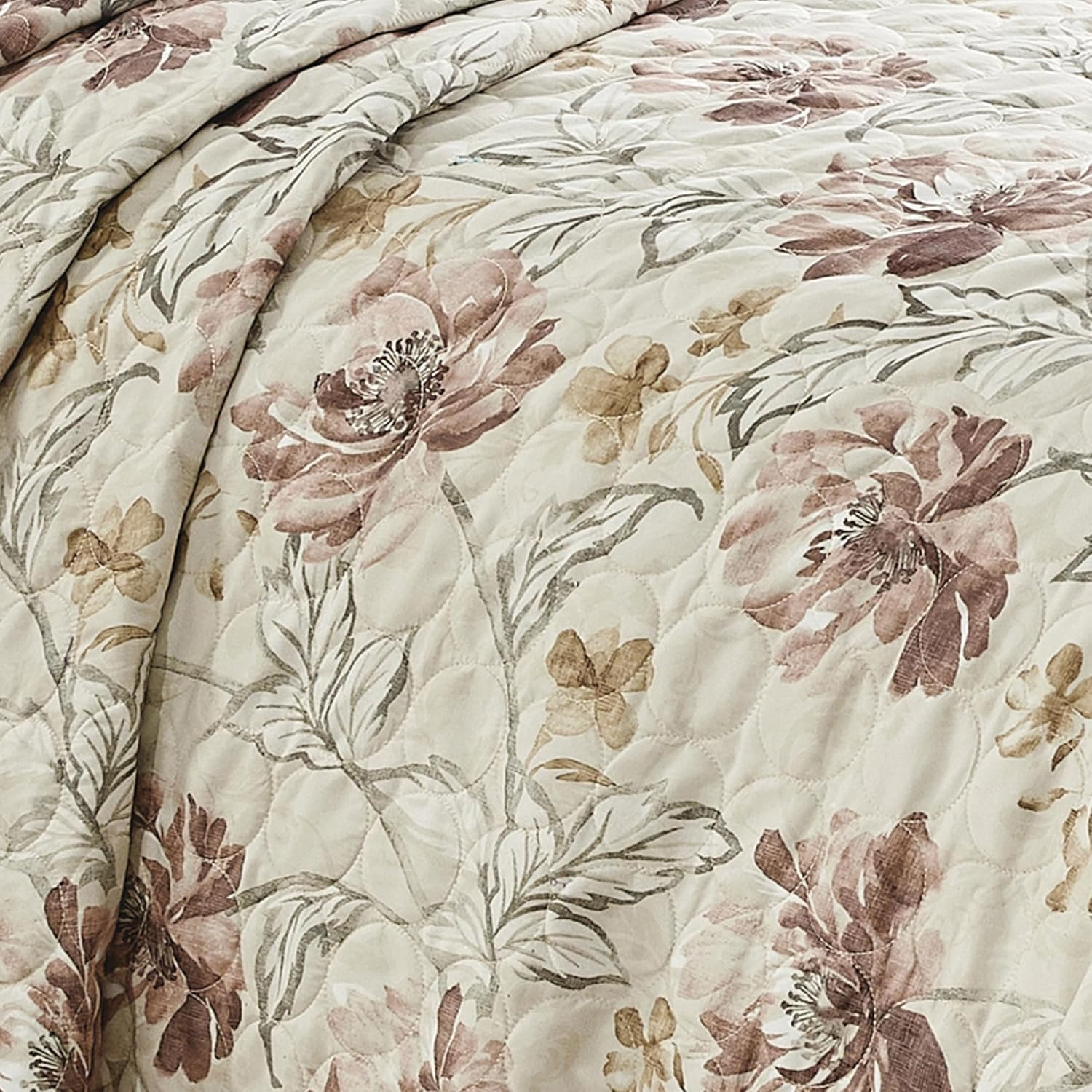 ESCA 3-Piece Bahamar Floral Blush Pink Bedspread Set