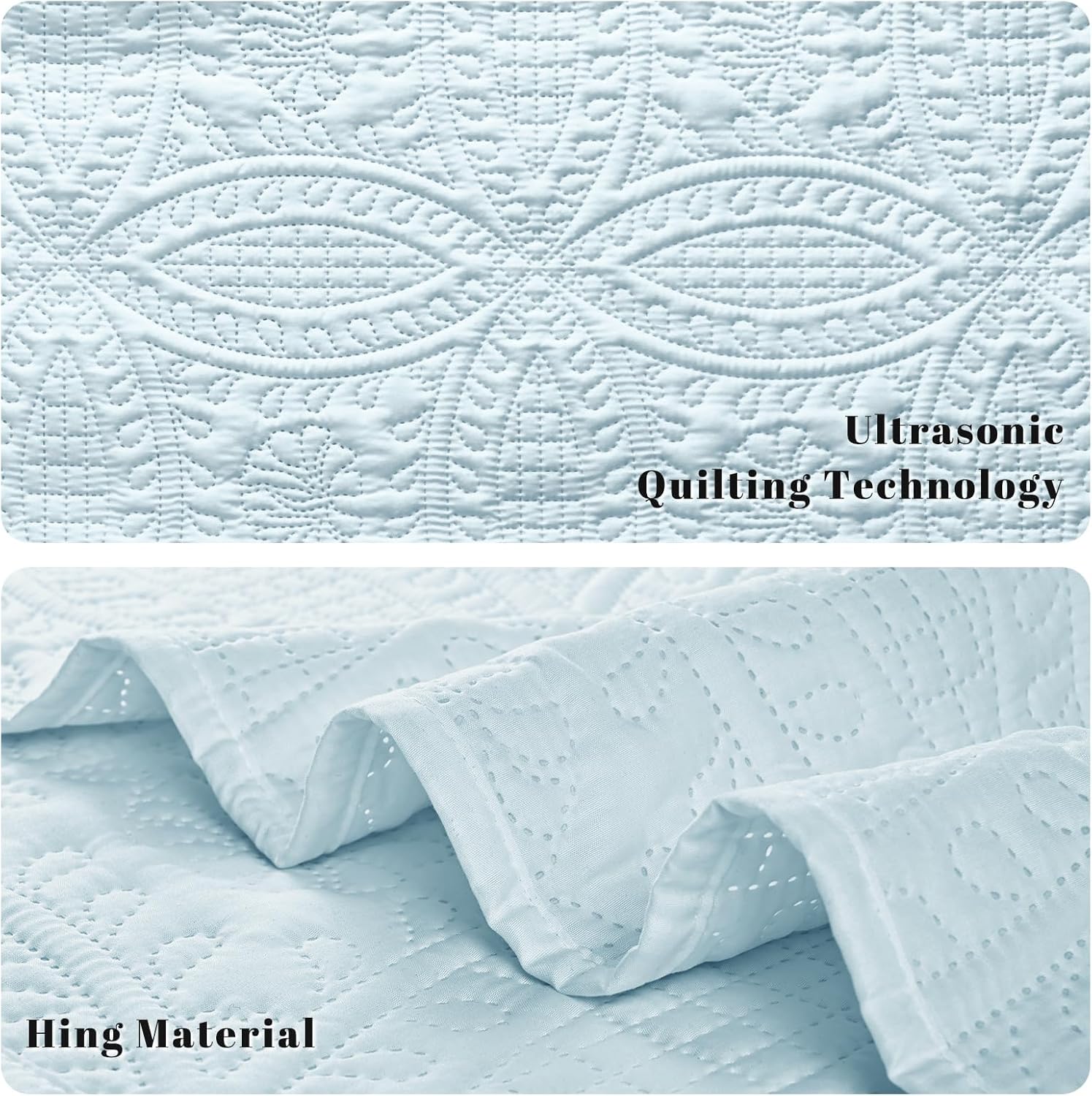 Siyaluens Light Blue Queen Quilt Set with 2 Pillow Shams