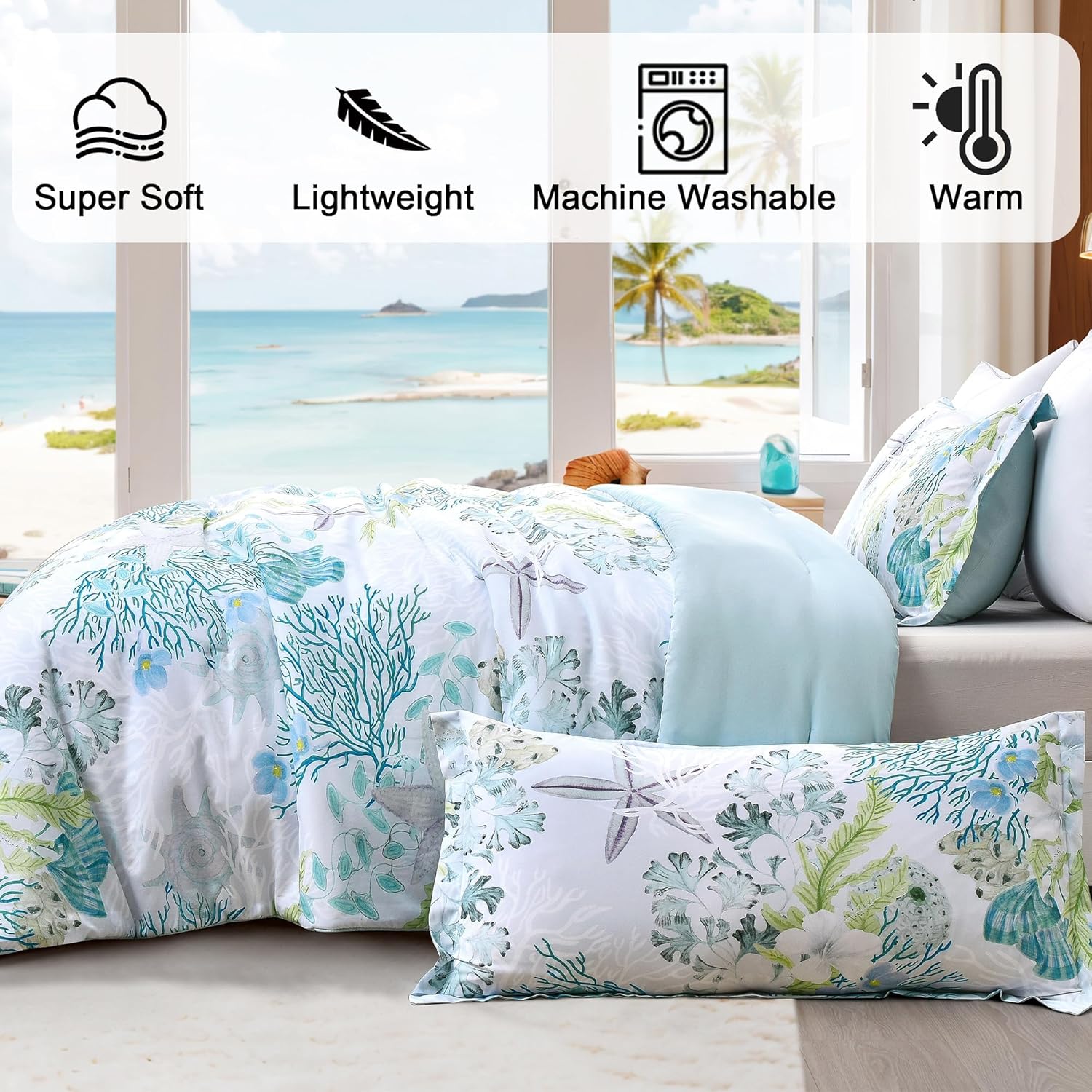 Tritard Coastal Comforter Set King Size 3 Piece