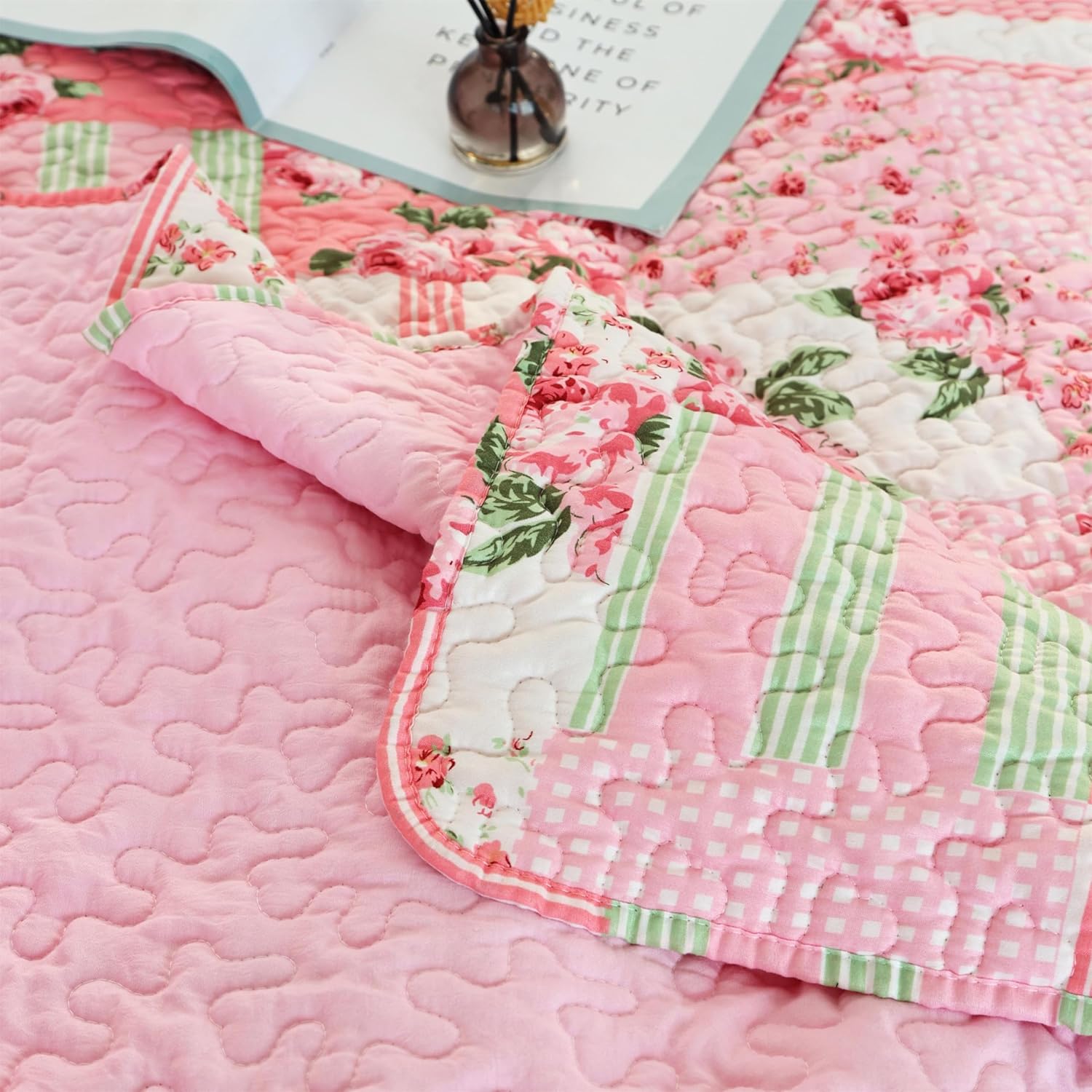 Cmfshape Floral Bedspread and Pillow Shams Set - Queen Size