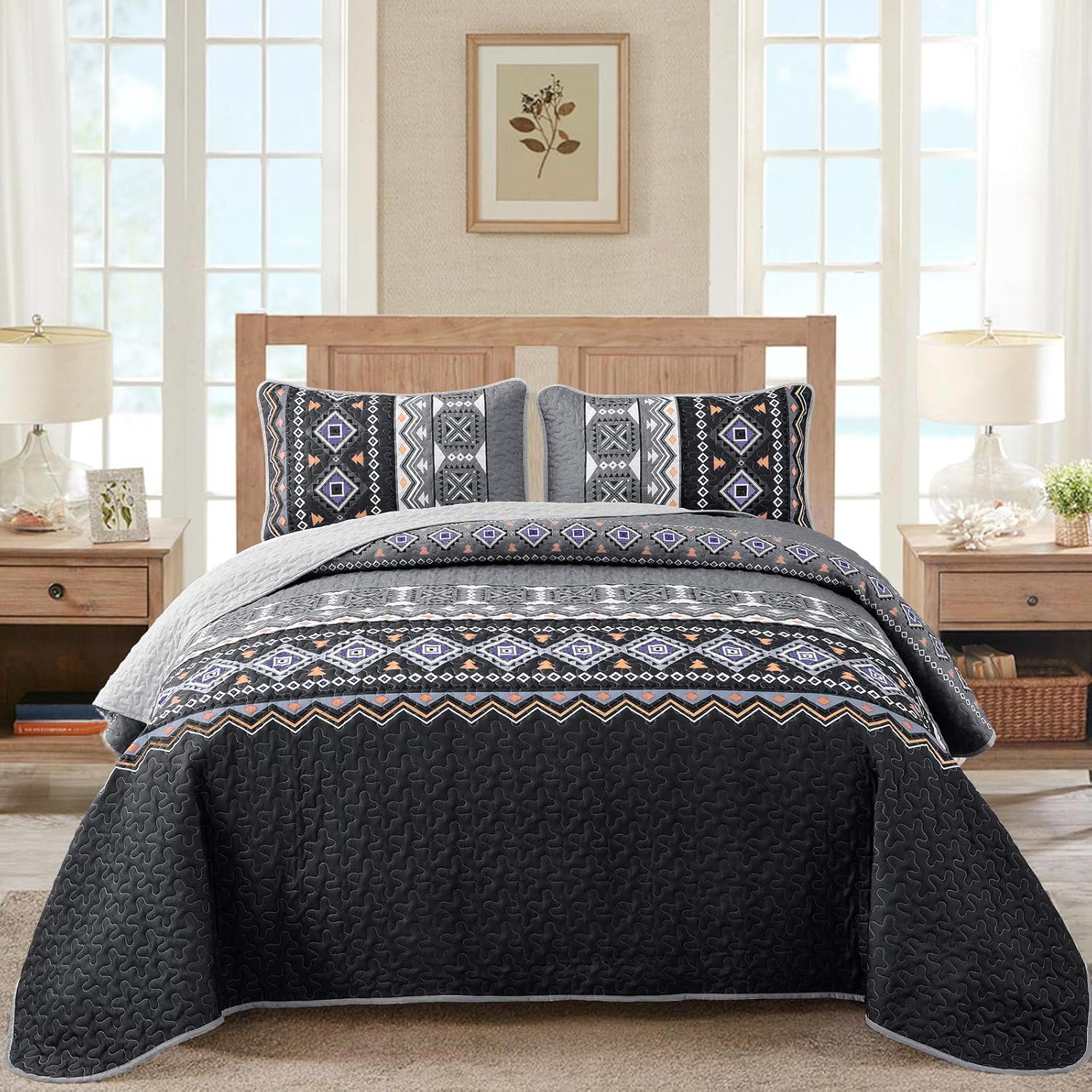 WONGS BEDDING Boho Quilt Set Queen 1