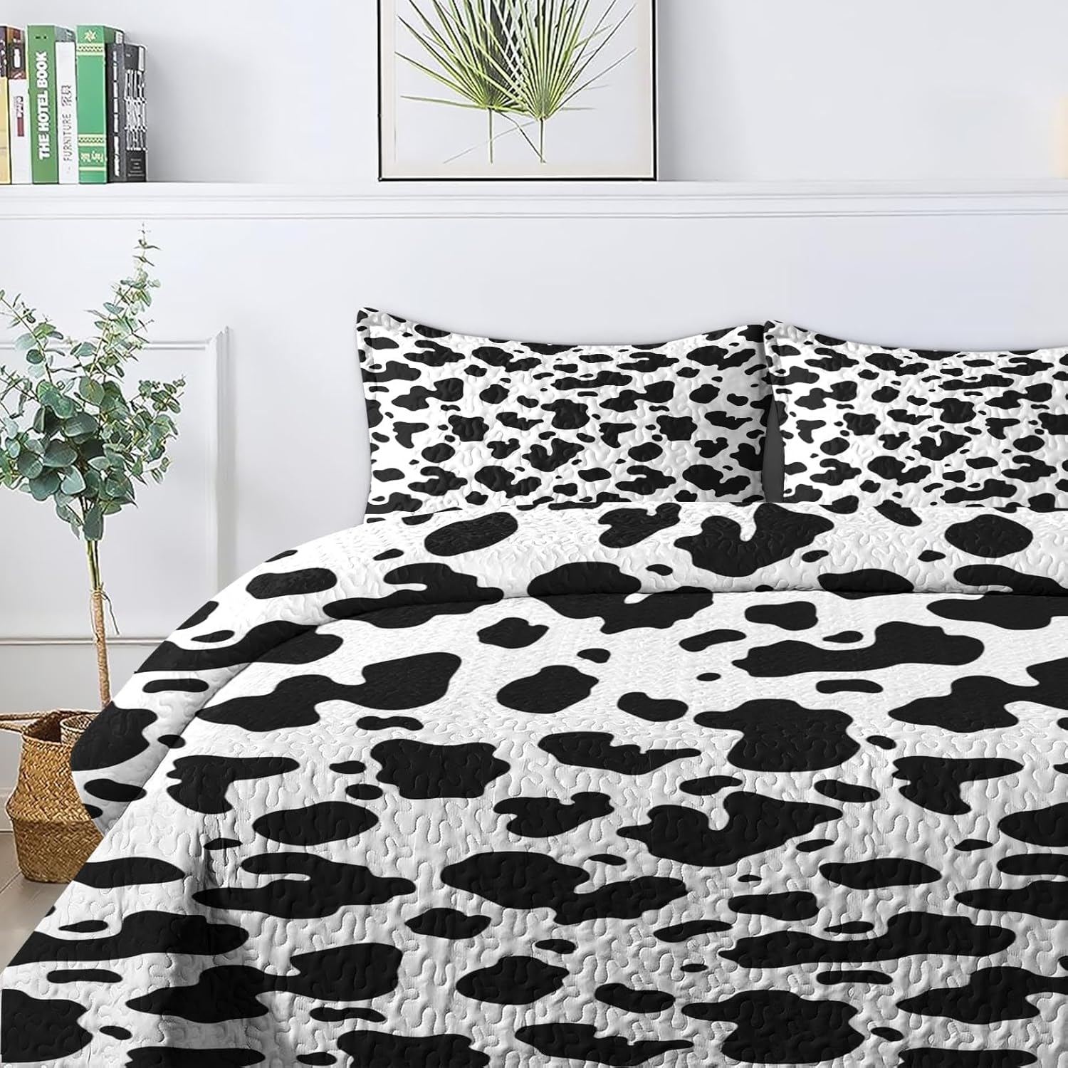 Pamnest Quilt Set Full Queen 3 Pcs Cow Print Bedding