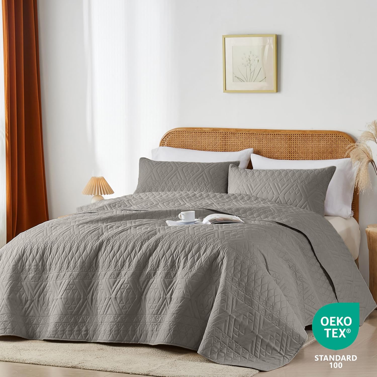 akkialla Twin Size Quilt Bedding Set Dark Grey 1