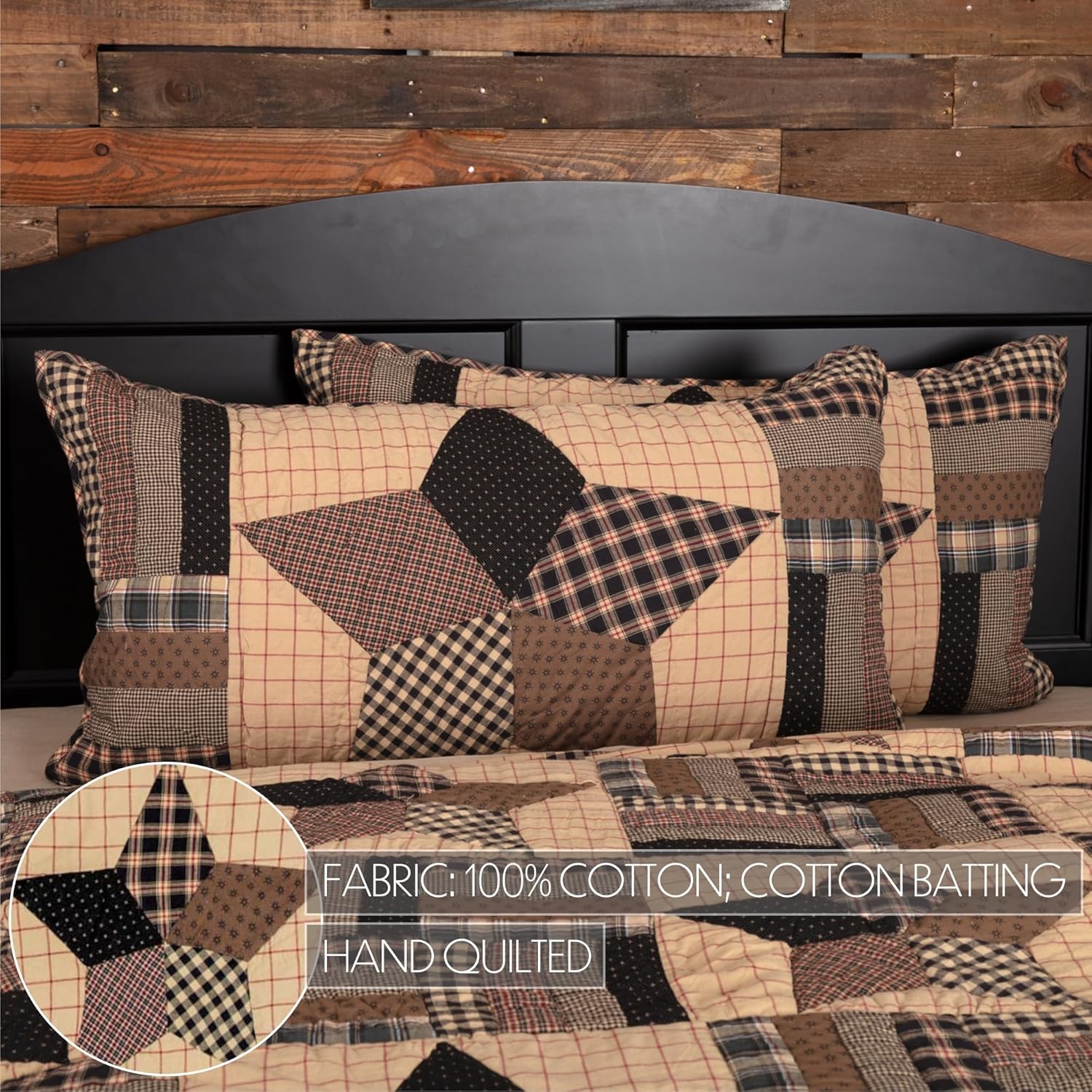 VHC Brands Bingham Star King Quilt Set 6 Pieces
