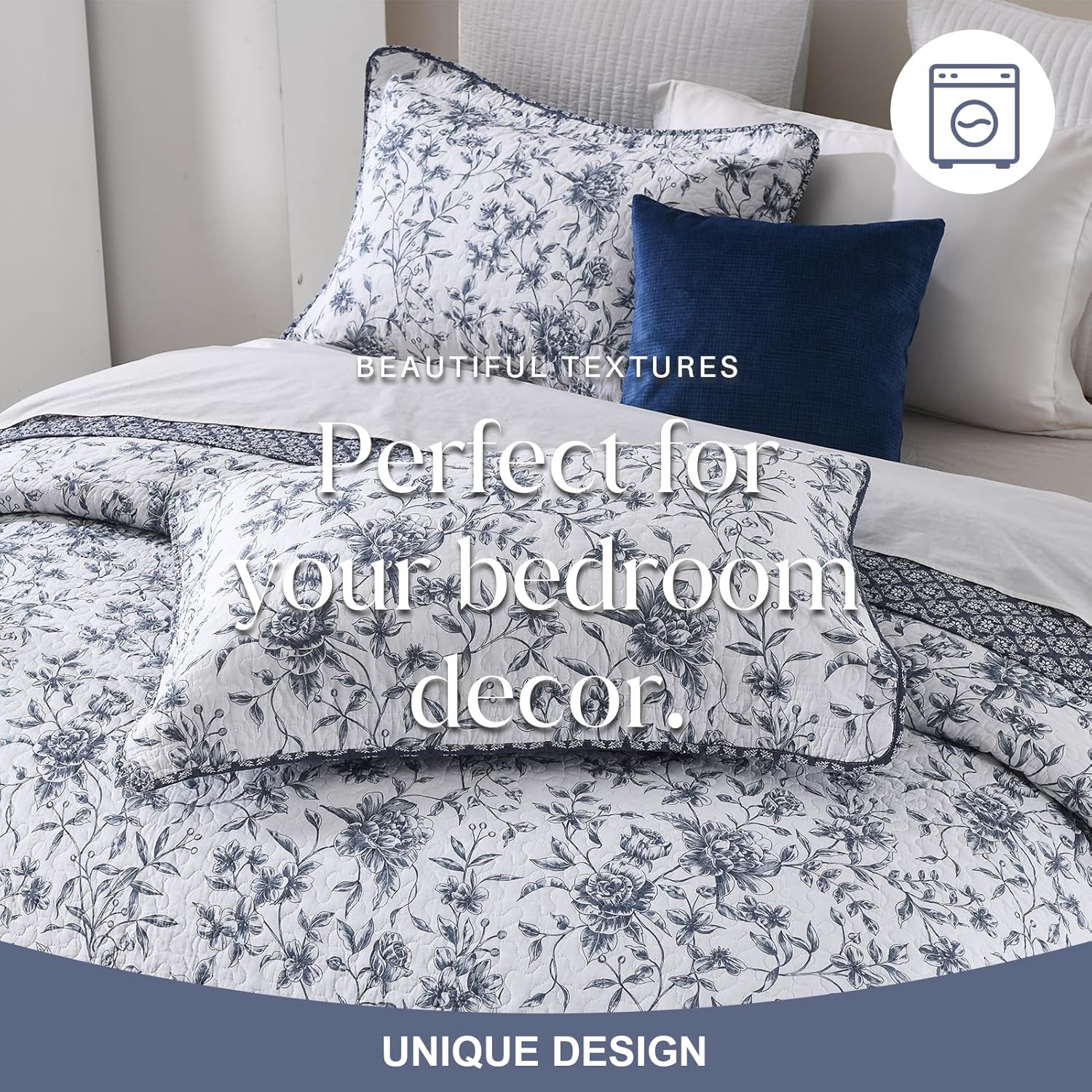 Oversized King Bedspread 120x120 100 Cotton Floral Farmhouse Quilt Set