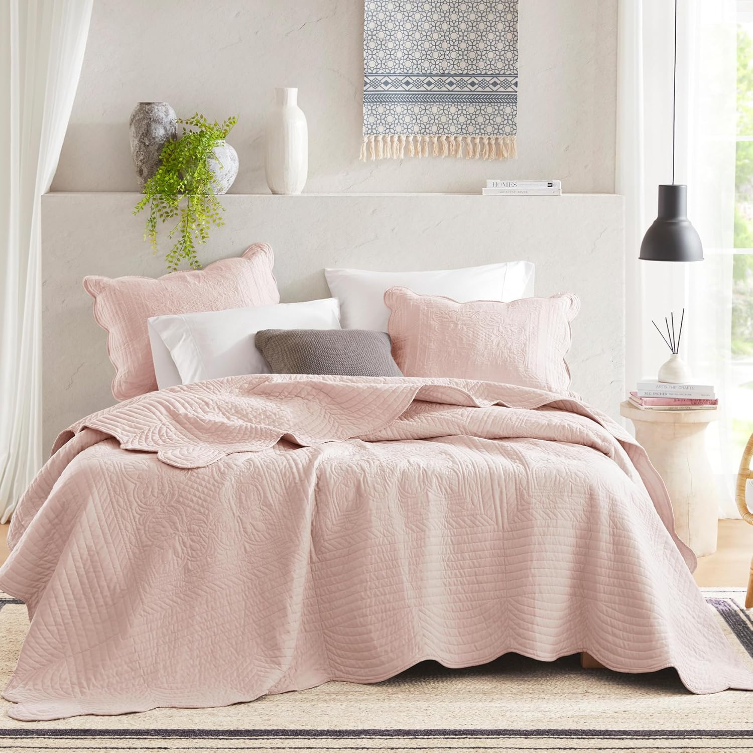 Madison Park Tuscany Quilt Set Damask Design Coverlet Bedspread 3 Piece