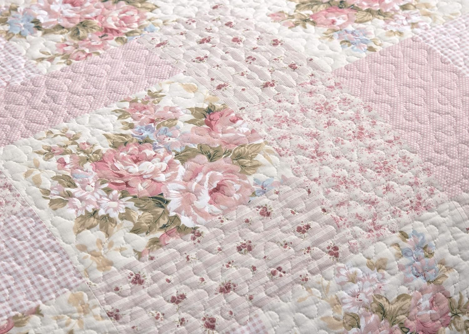 Chezmoi Collection Rosy 3-Piece King Size Quilt Set