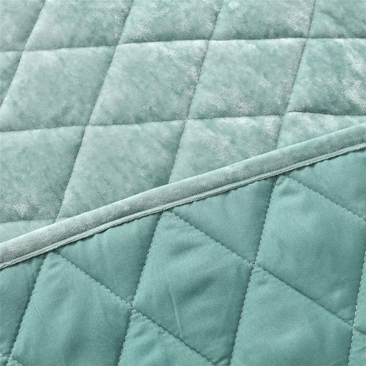 Fredsure Distressed Velvet Quilt Set Twin Sage Green