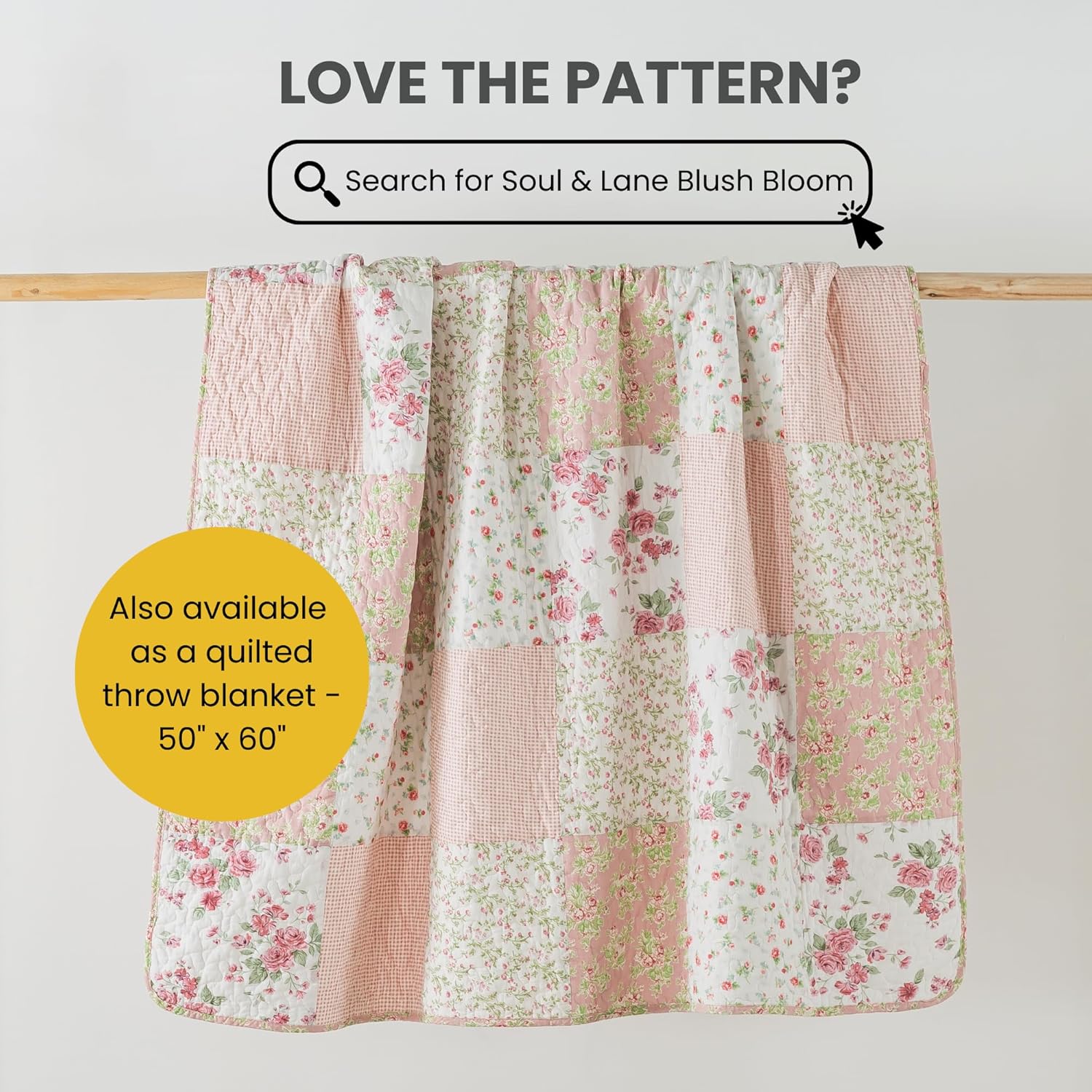 Soul Lane Blush Bloom Cotton Quilt Set Queen