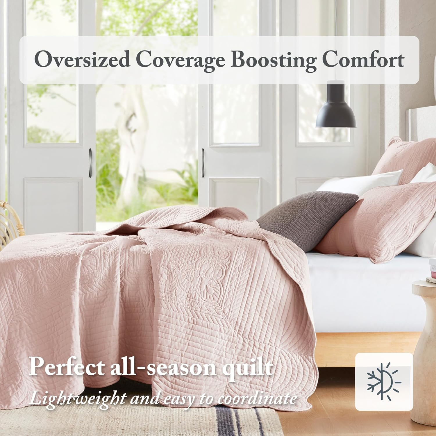 Madison Park Tuscany Quilt Set Damask Design Coverlet Bedspread 3 Piece
