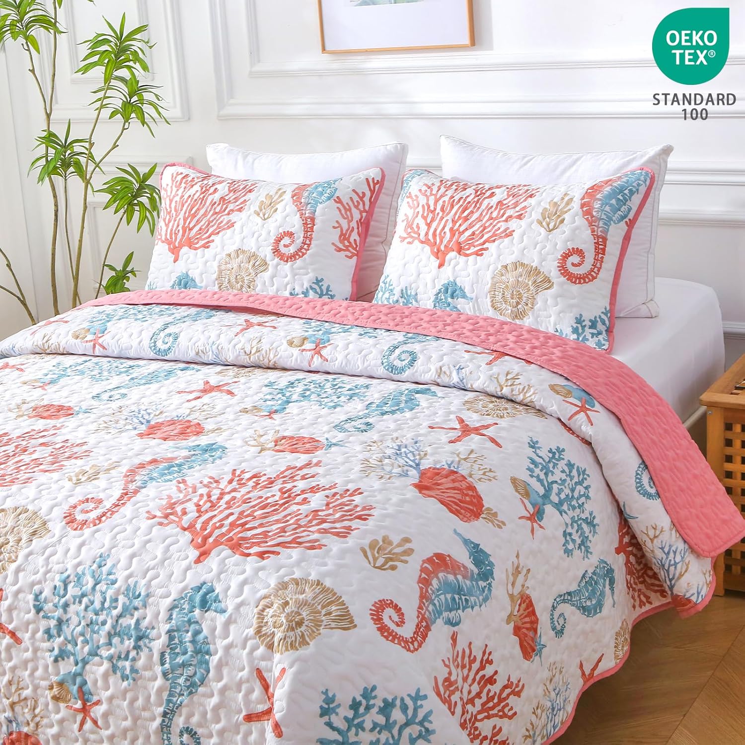 Heymybed Coastal Quilt Set Queen Size 3 Pieces