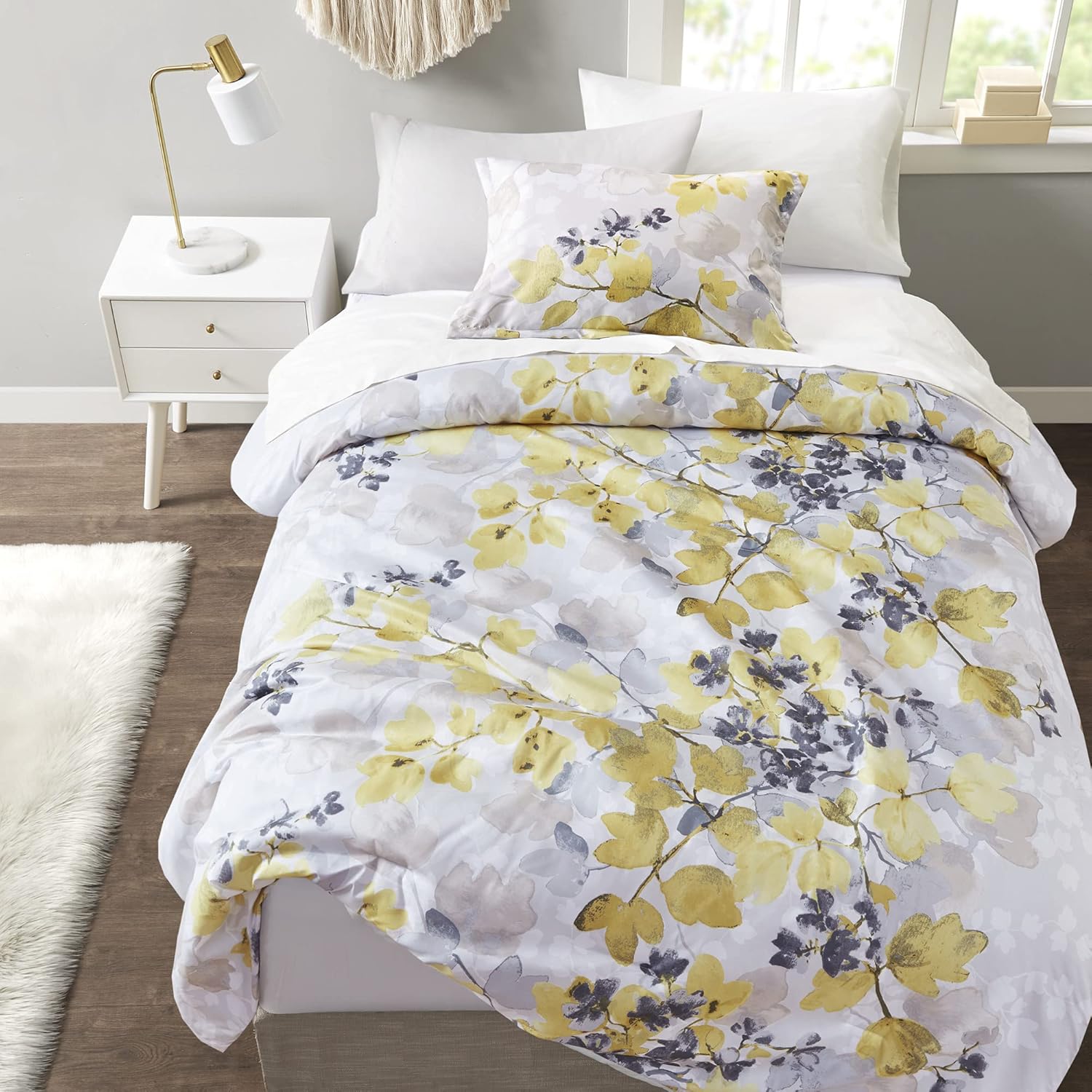 Madison Park Comforter Set Leaf Yellow 6 Piece