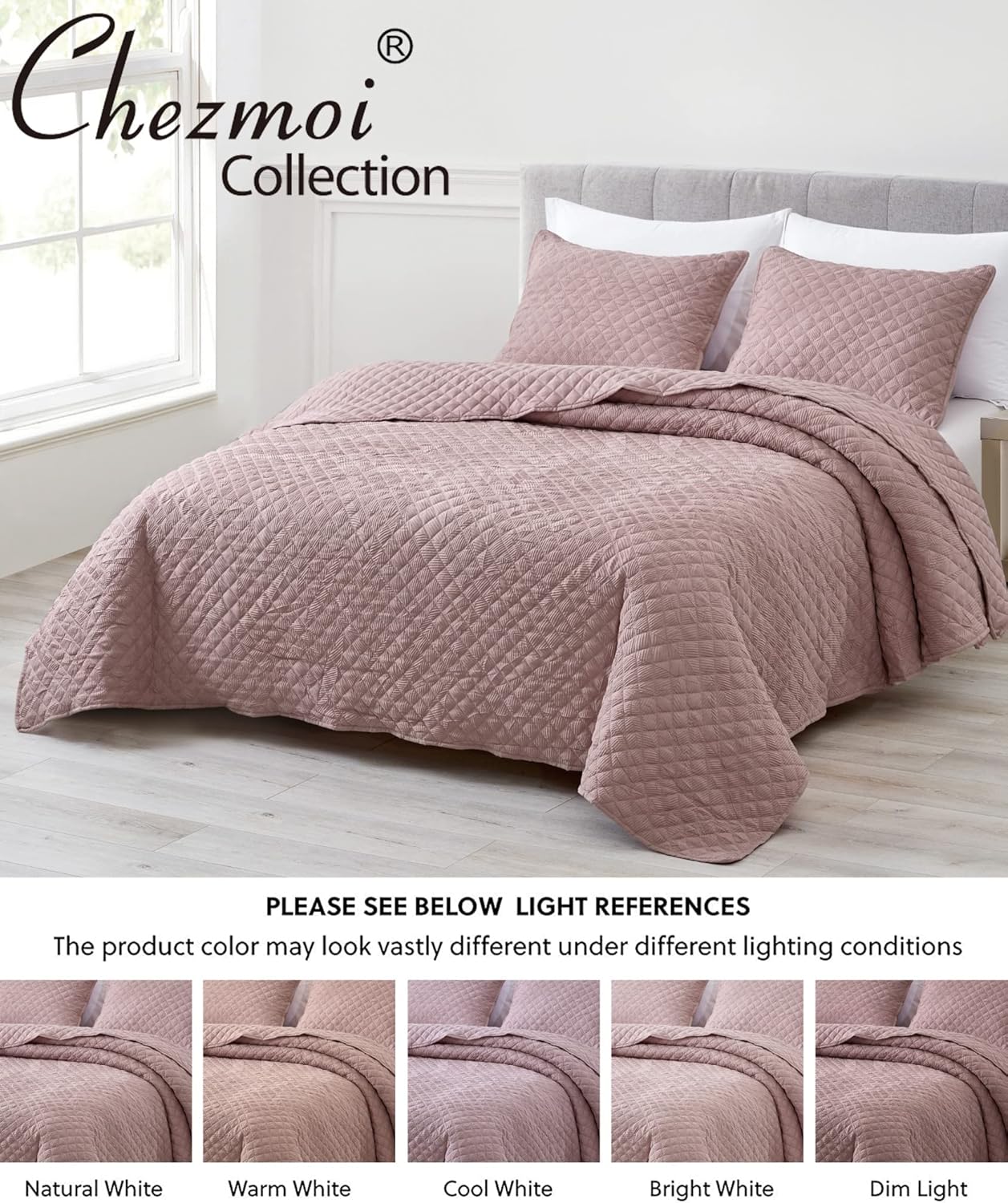 Chezmoi Collection Pucker 3-Piece King Quilt Set
