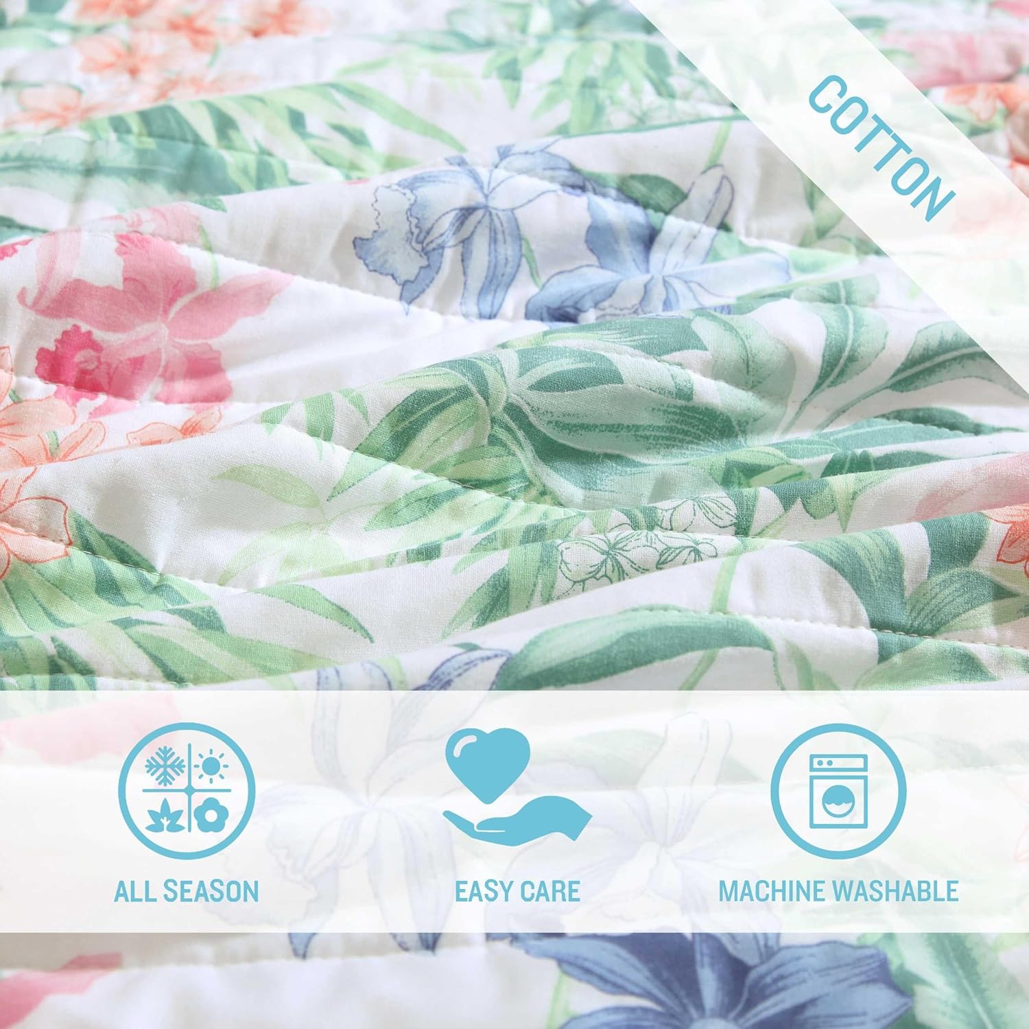 Tommy Bahama Twin Quilt Set - Reversible Cotton Coastal Bedding