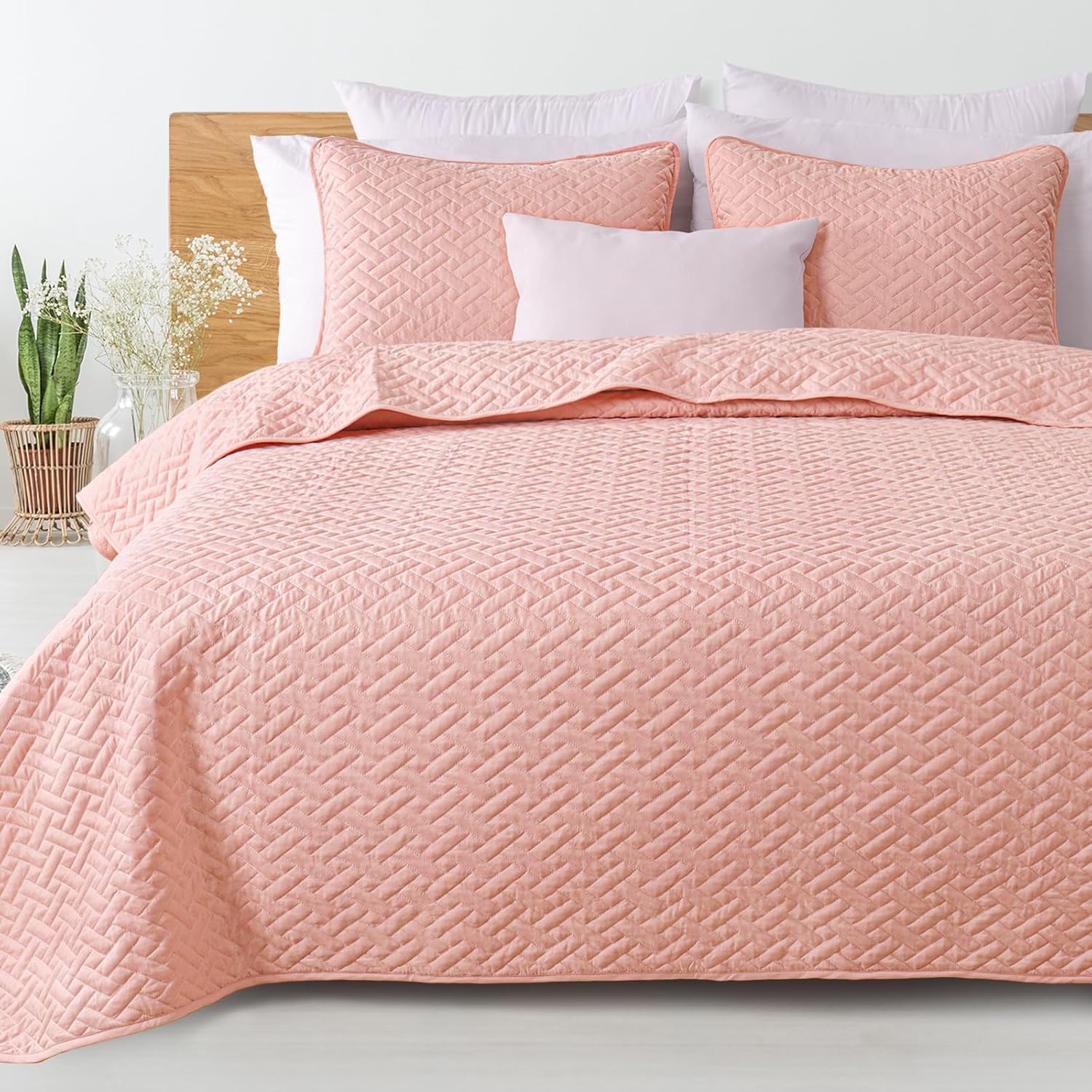 Exclusivo Mezcla Twin Quilt Set with Basket Weave Pattern 1