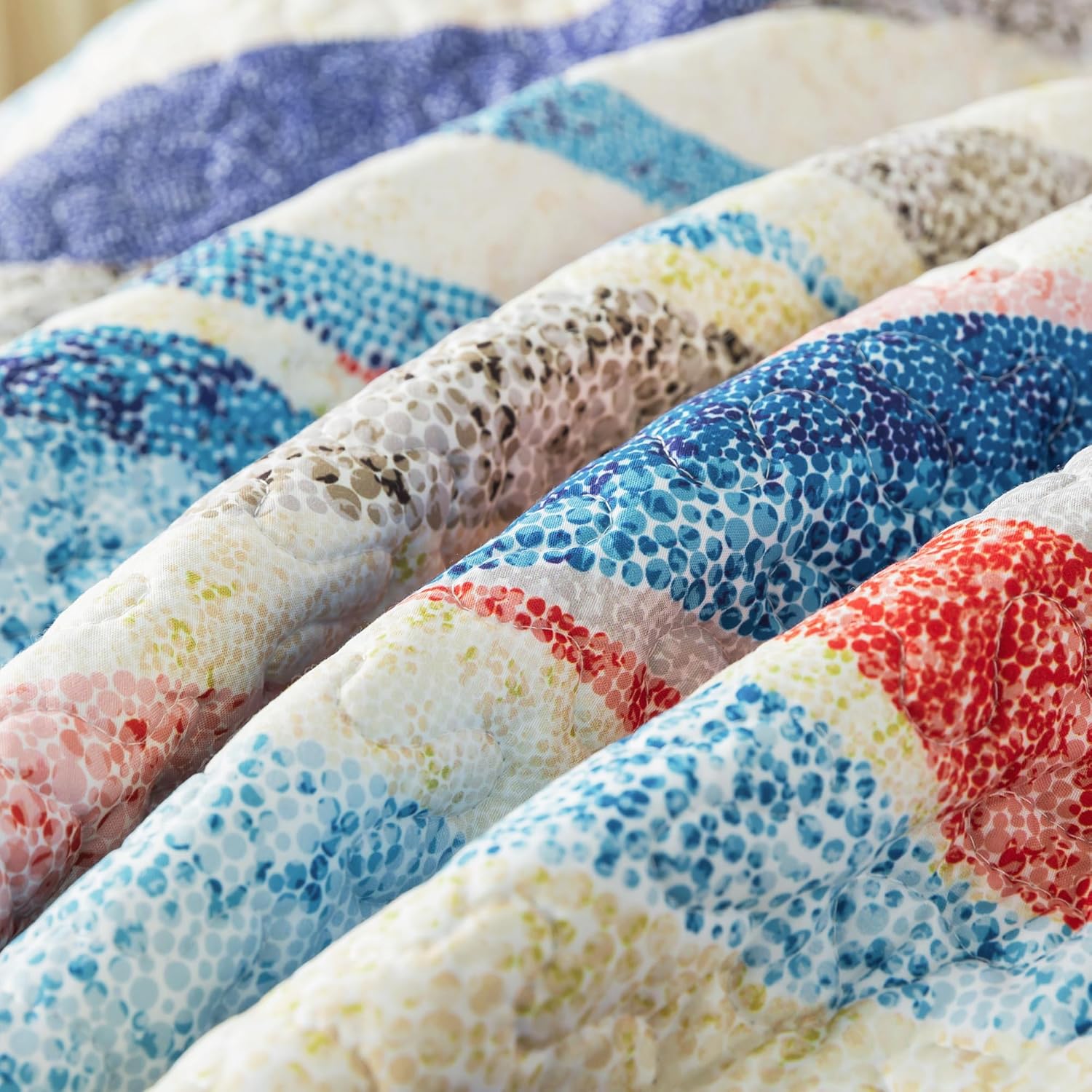 HoneiLife Oversized Queen Quilt Set - 106x106 Coastal Beach Nautical 3-Piece
