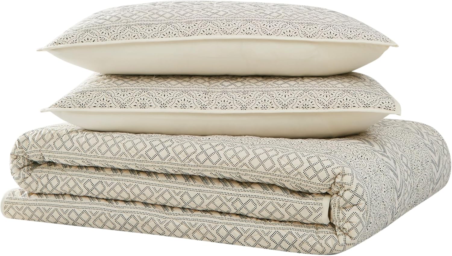 Brooklyn Loom Chase Quilt Set Twin XL Cream Black 2-Piece 1