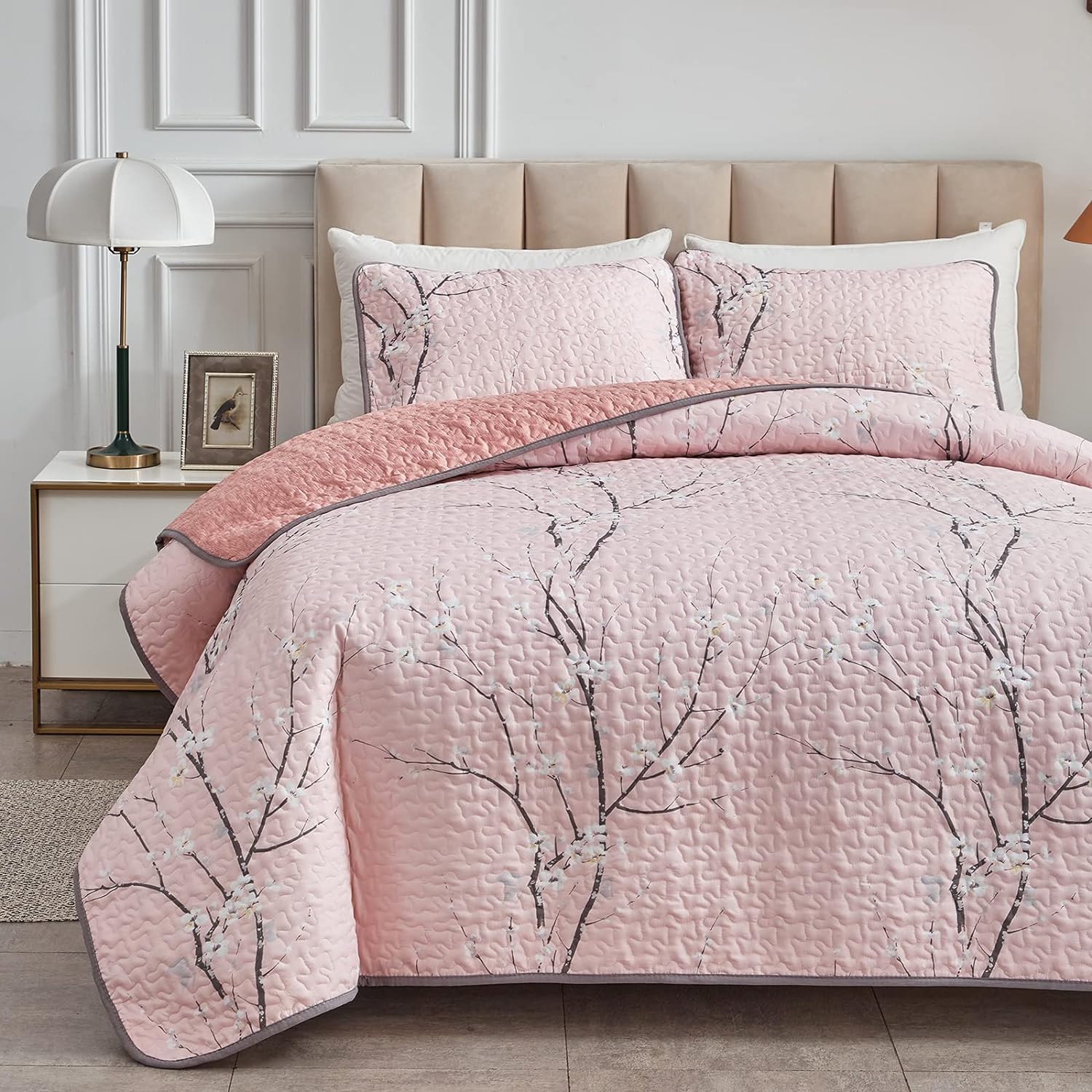 UOZZI BEDDING 3 Pieces Reversible Quilt Set