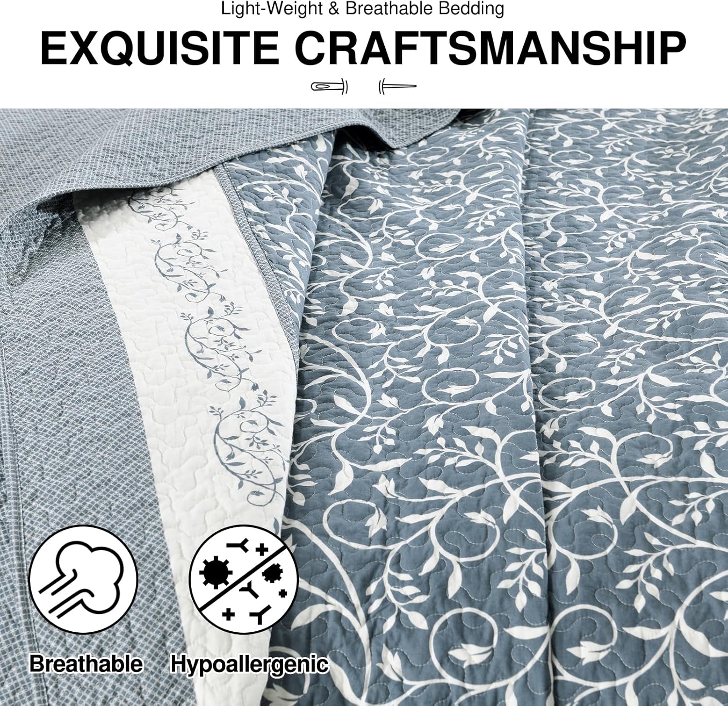 DDUOXIN Oversized King Bedspread 128x120 - 100 Cotton Reversible Set