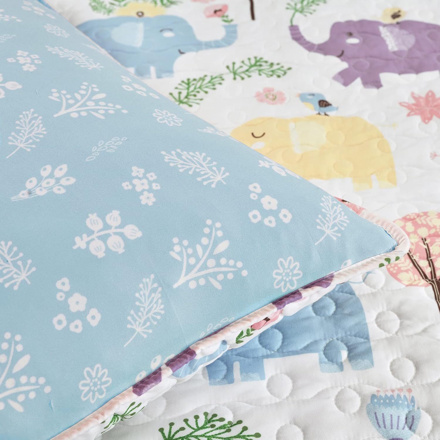 Lush Decor Hygge Elephant Quilt Set Twin White